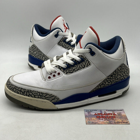 Size 12 - Jordan 3 Retro OG Mid True Blue White Grey Leather  (854262-106)