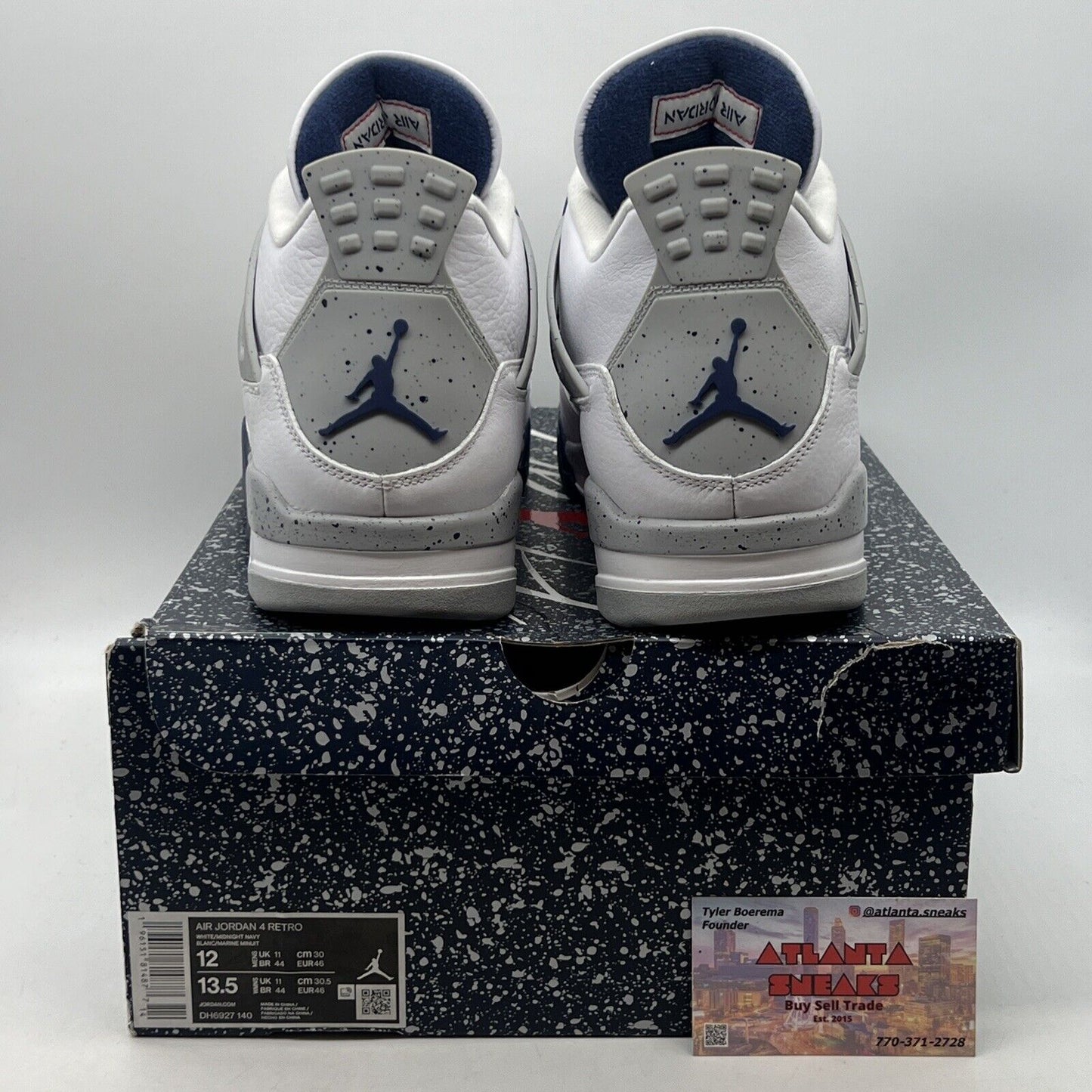 Size 12 - Jordan 4 Retro Mid Midnight Navy White Leather (DH6927-140)