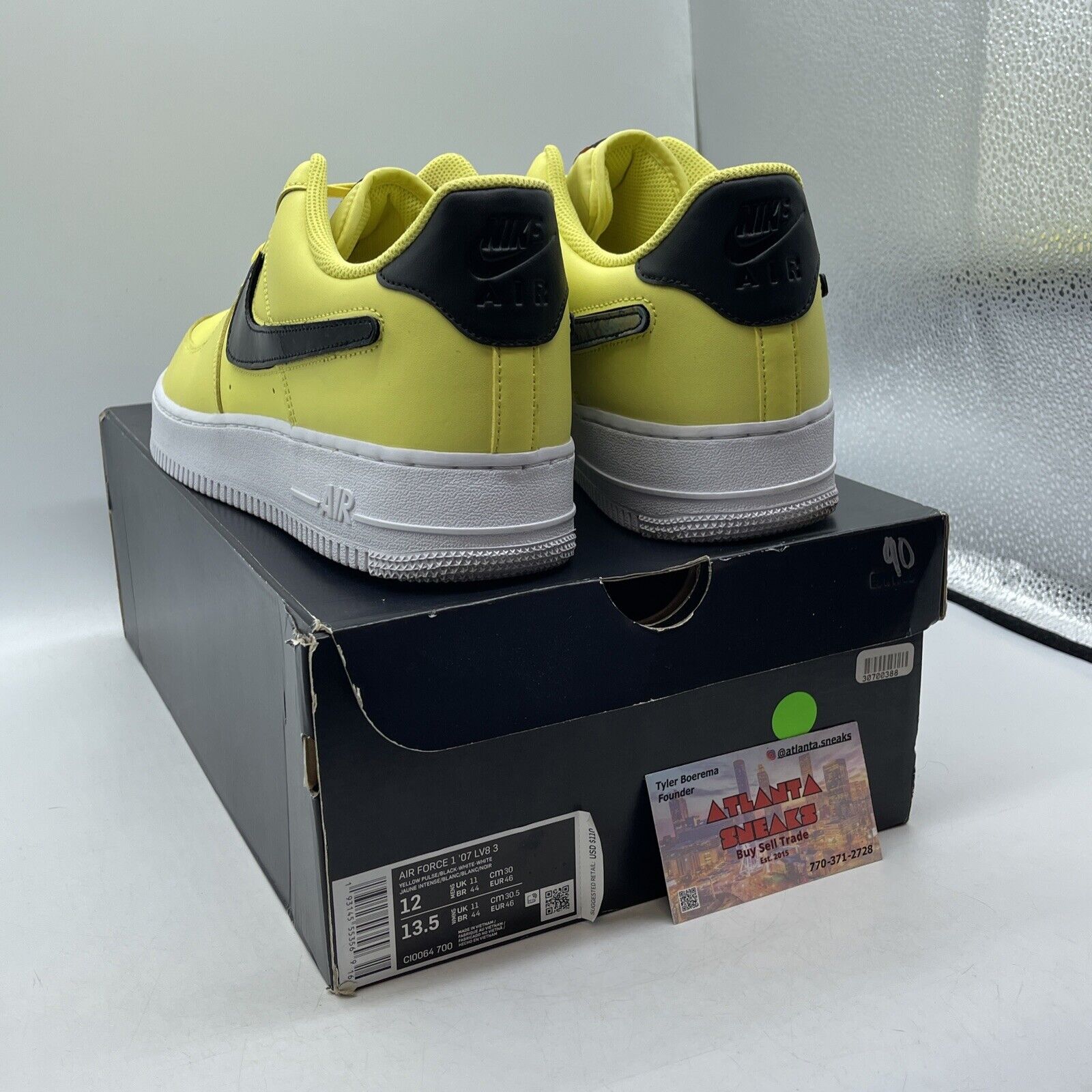 Size 12 - Nike Air Force 1 '07 LV8 Low Yellow Pulse Black White (CI0064-700)