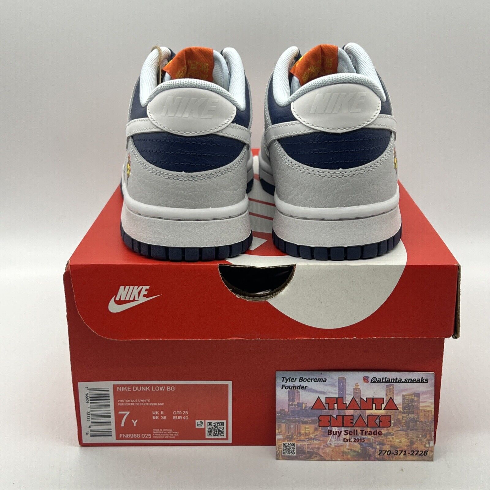 Nike Dunk Low (FN6968-025) Midnight Navy & White Size 7Y