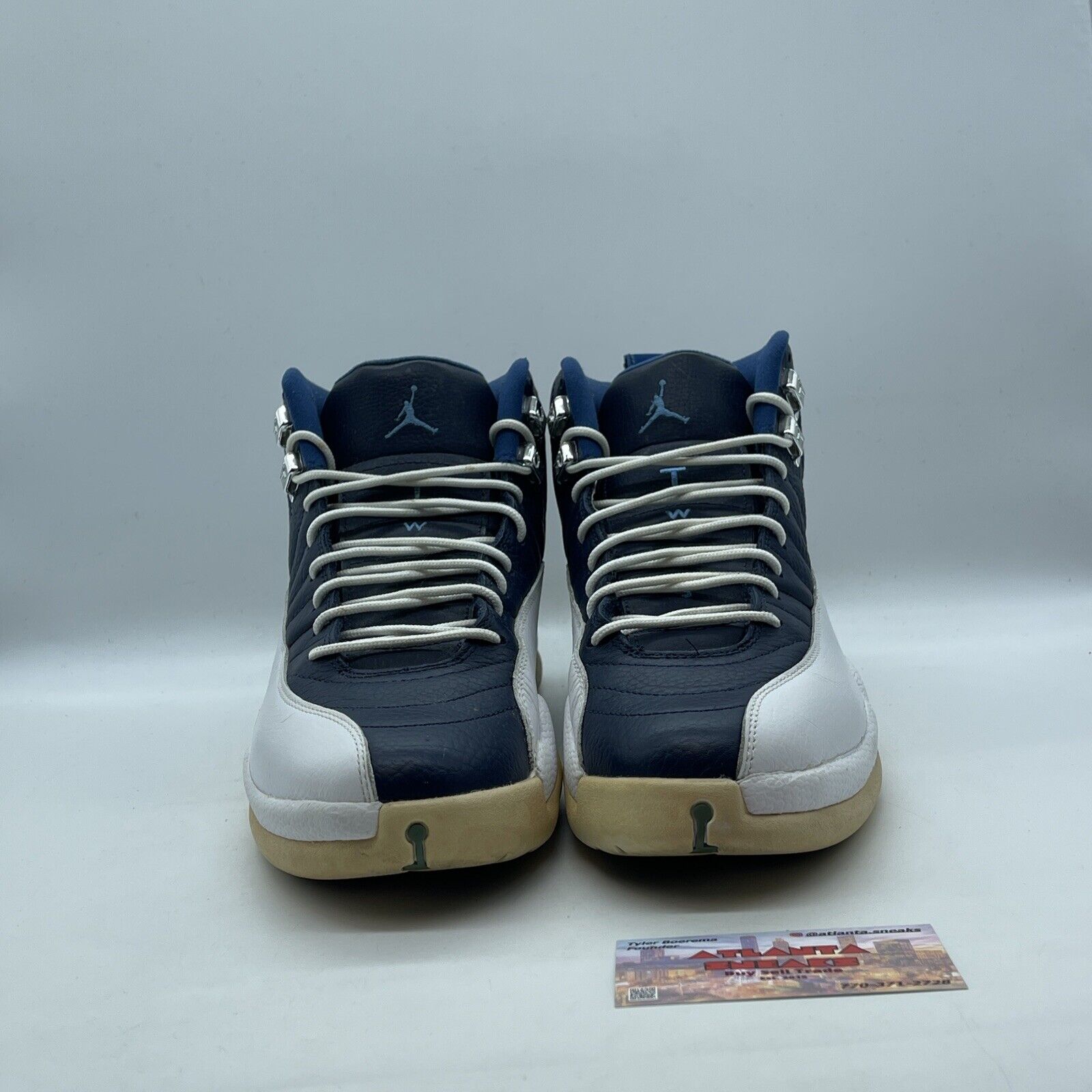 Size 10 - Air Jordan 12 Retro 2012 Obsidian White Leather Navy (130690-410)