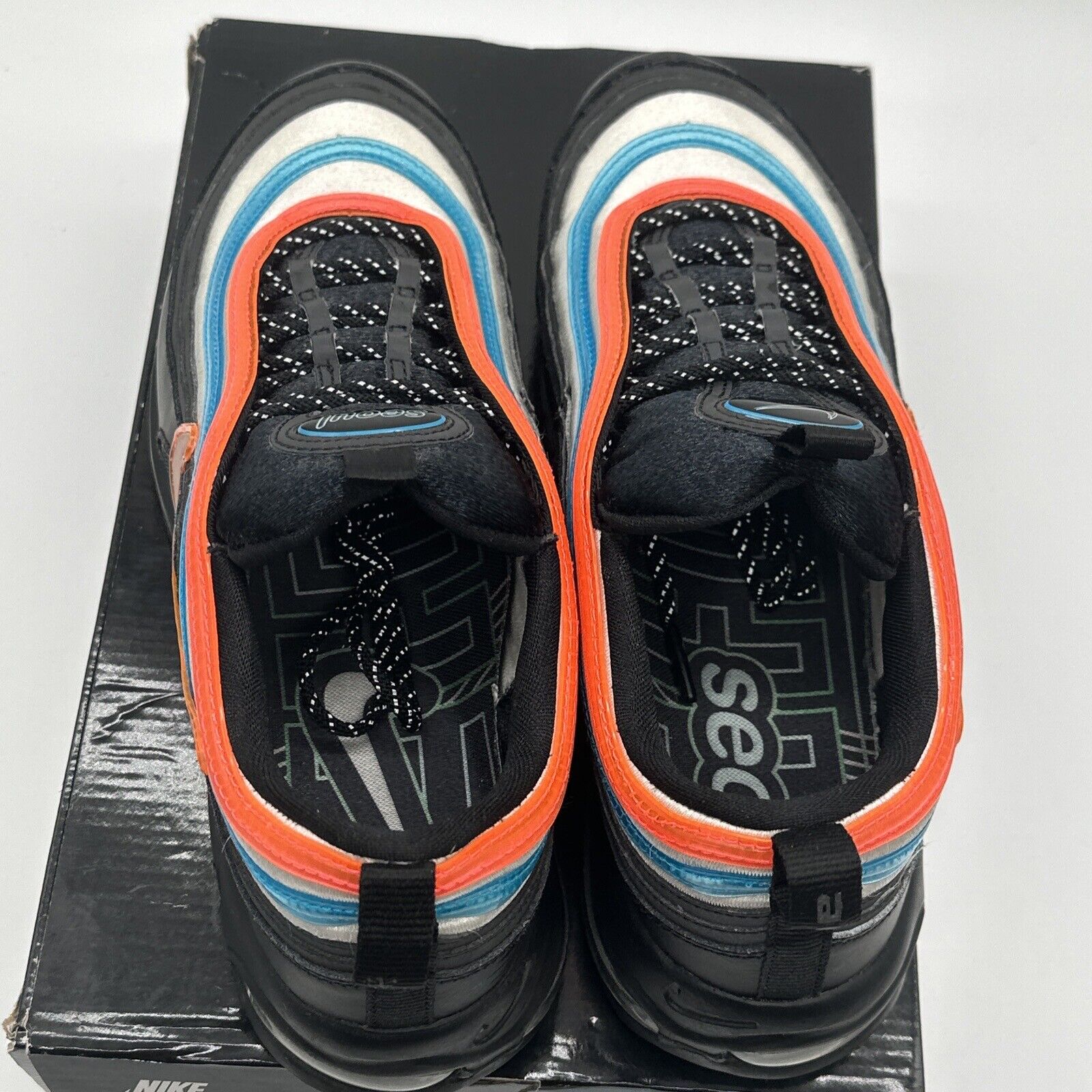 Size 11.5 -  Nike Air Max 97 Low On Air: Neon Seoul Black Blue Orange Premium OG