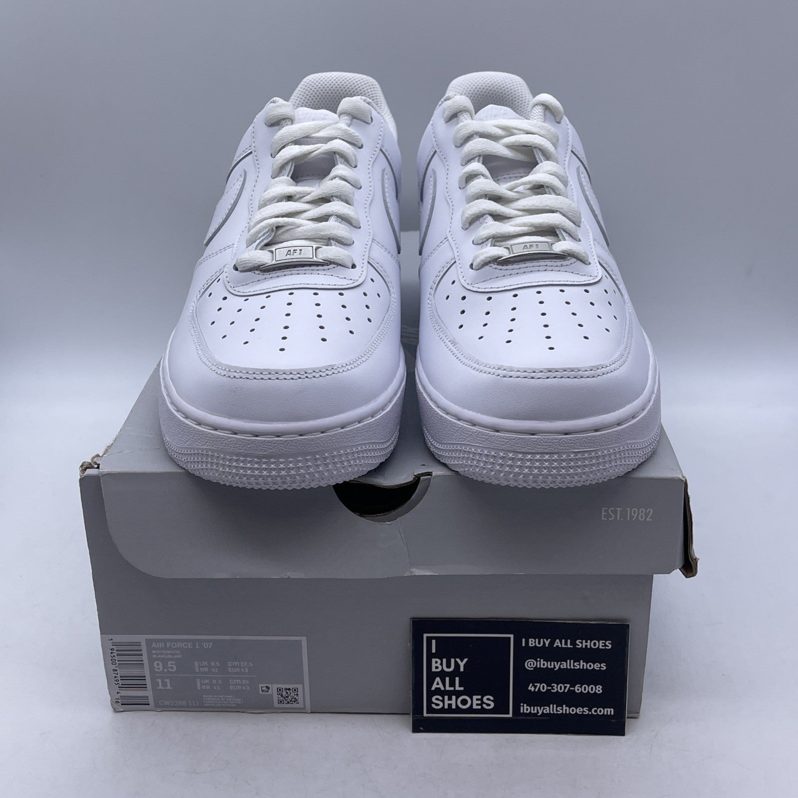 Size 9.5 - Nike Air Force 1 '07 Low Triple White (CW2288-111)