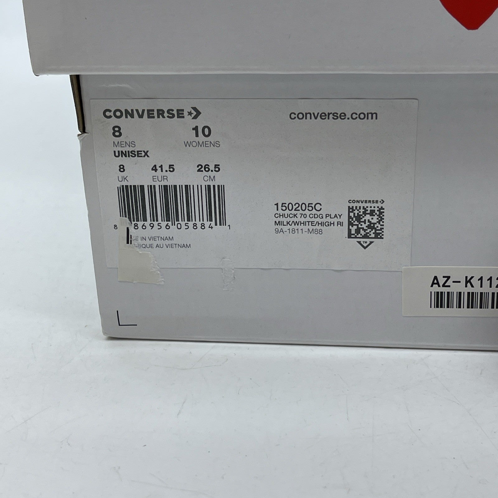Size 8 - Converse Comme des Garçons Play x Chuck 70 High Milk (150205C)