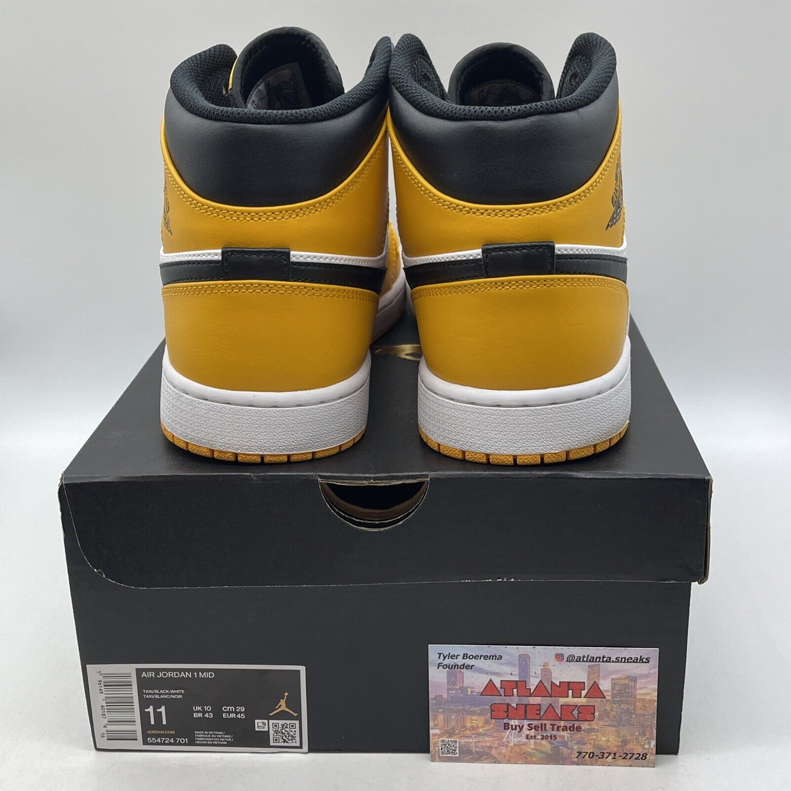 Size 11 - Jordan 1 Mid Taxi Yellow Black White Leather (554724-701)