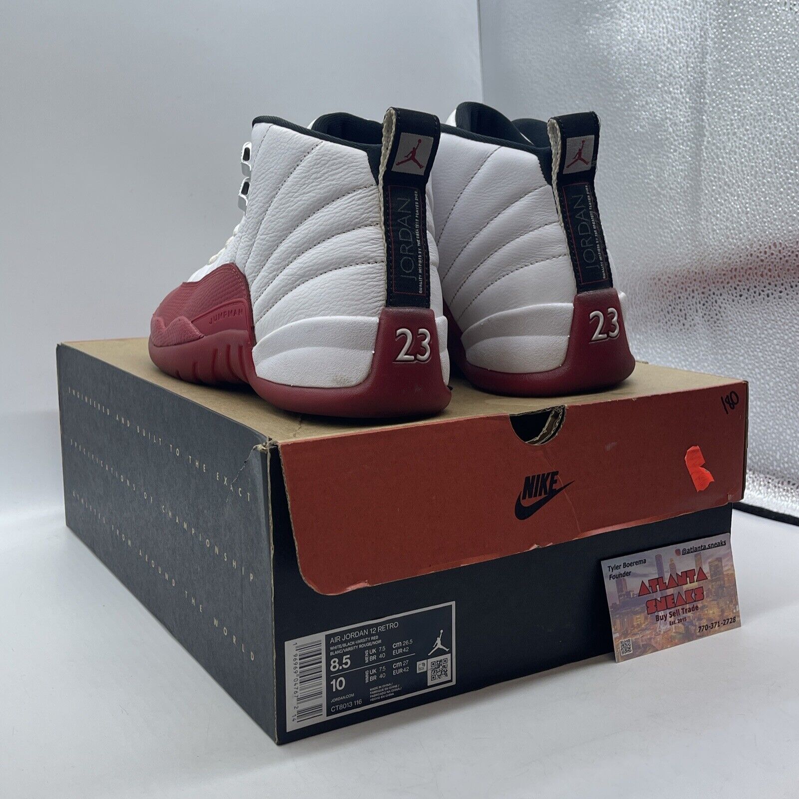 Size 8.5 - Jordan 12 Retro 2023 Mid Cherry White Red Leather (CT8013-116)