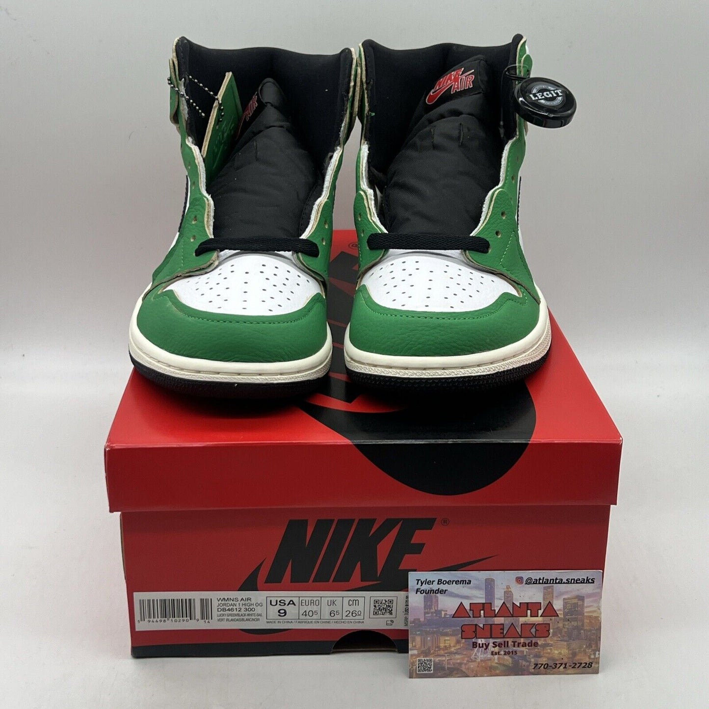 Size 9 - Air Jordan 1 Retro OG Lucky Green W Brand New Og All DS Black White