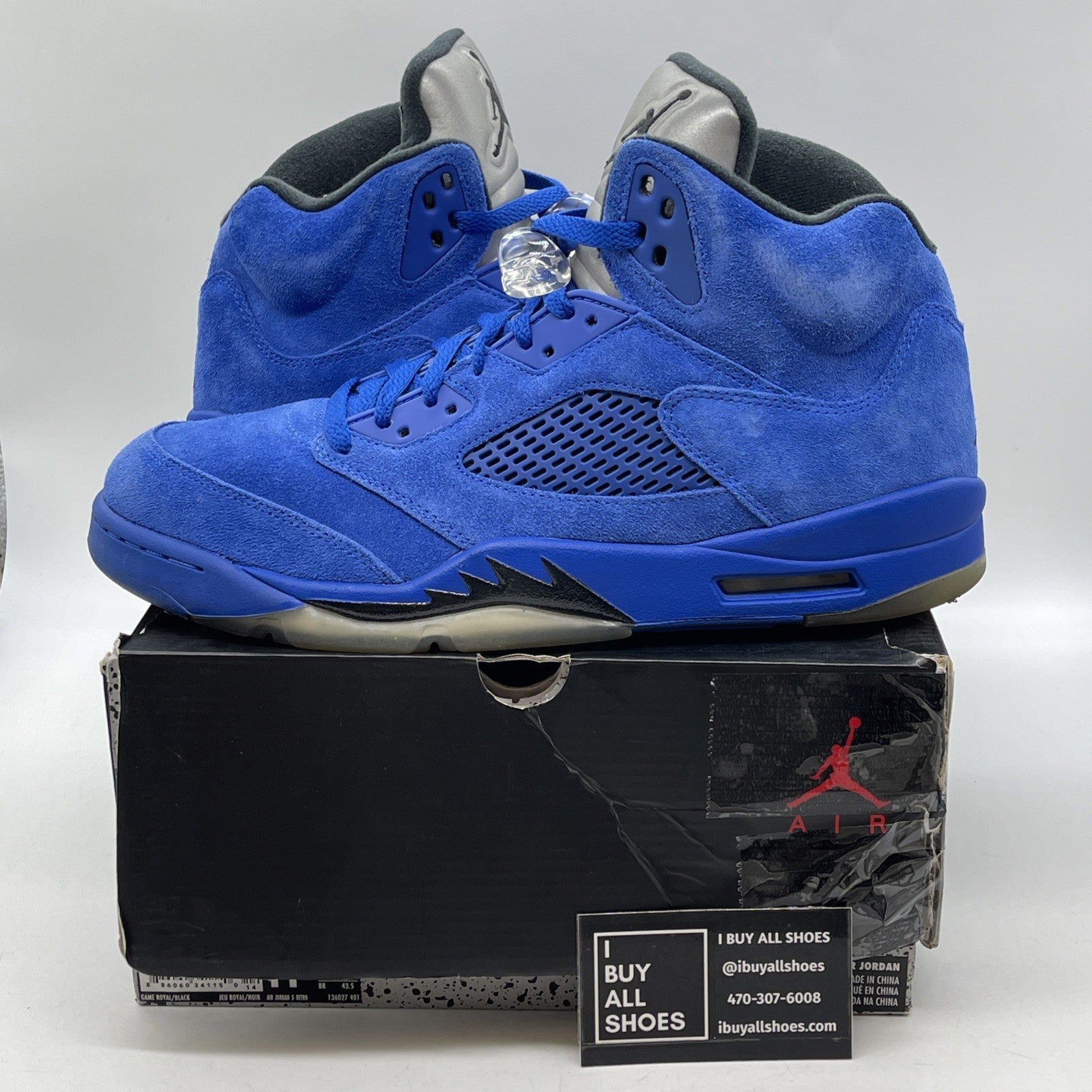 Size 11.5 - Air Jordan 5 Retro Blue Suede Silver (136027-401)