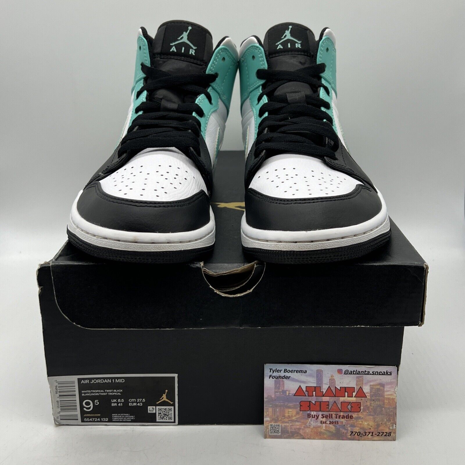 Size 9.5 - Air Jordan 1 Tropical Twist Black White Aqua Leather