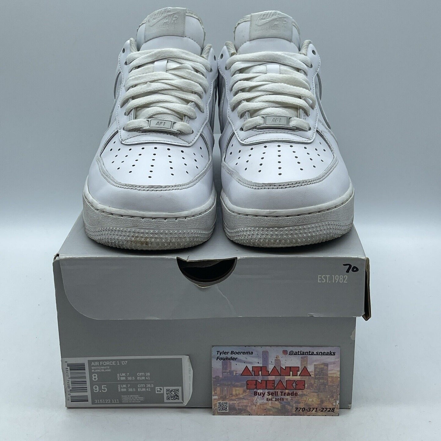 Size 8 - Nike Air Force 1 Low '07 White Leather (315122-111)