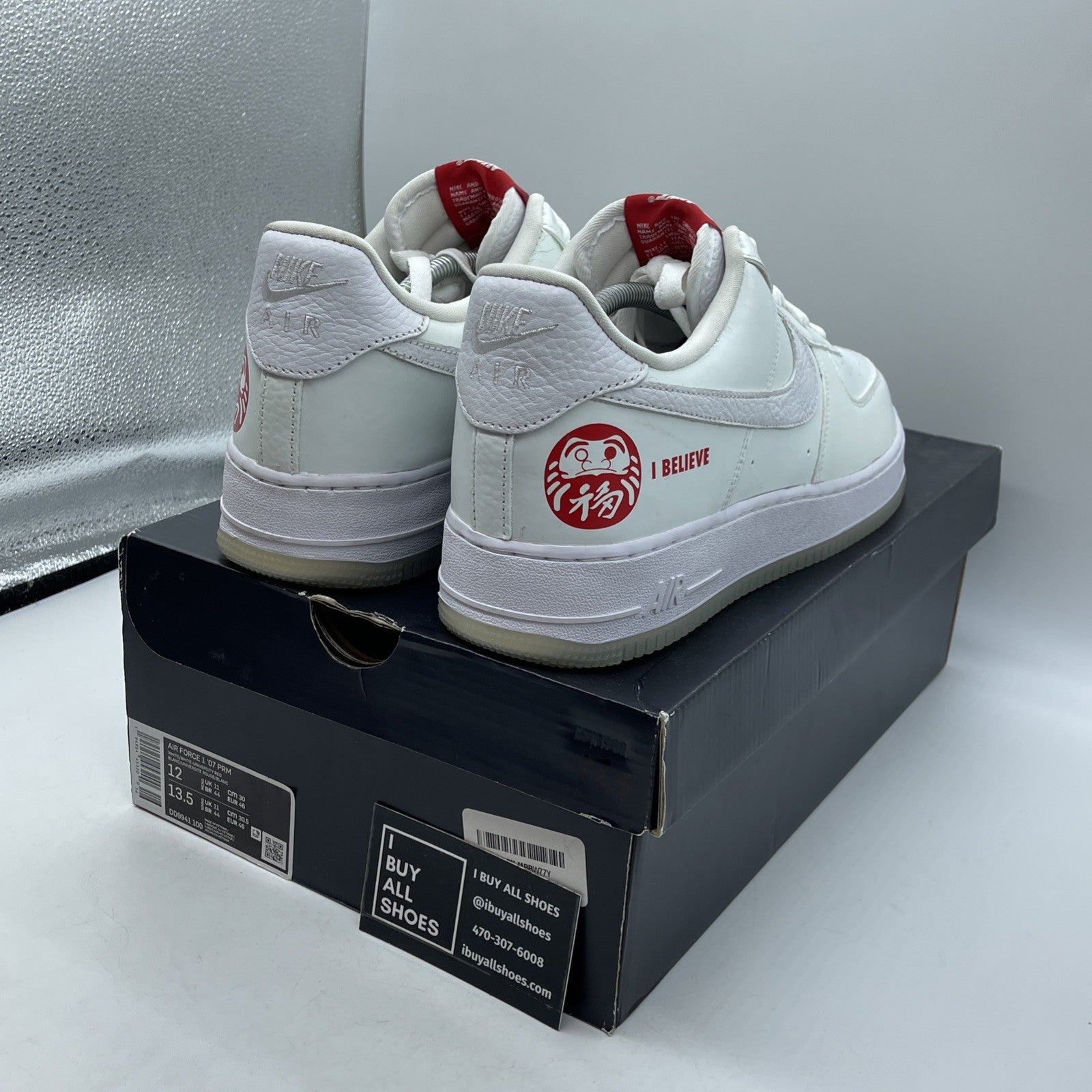 Size 12 - Nike Air Force 1 Low I Believe Daruma White Red Leather (DD9941-100)