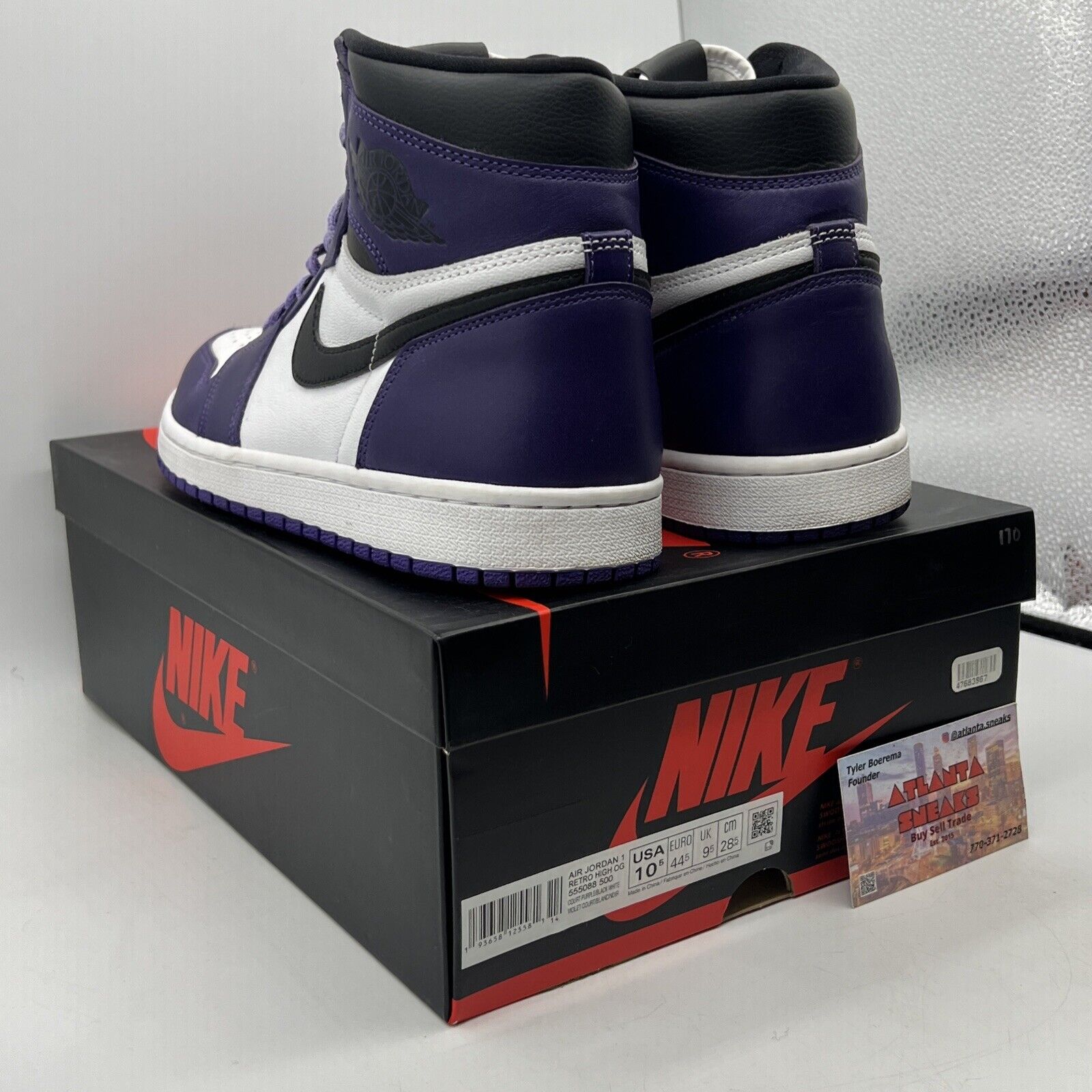 Size 10.5 - Jordan 1 Retro OG High Court Purple 2.0 Black Leather (555088-500)