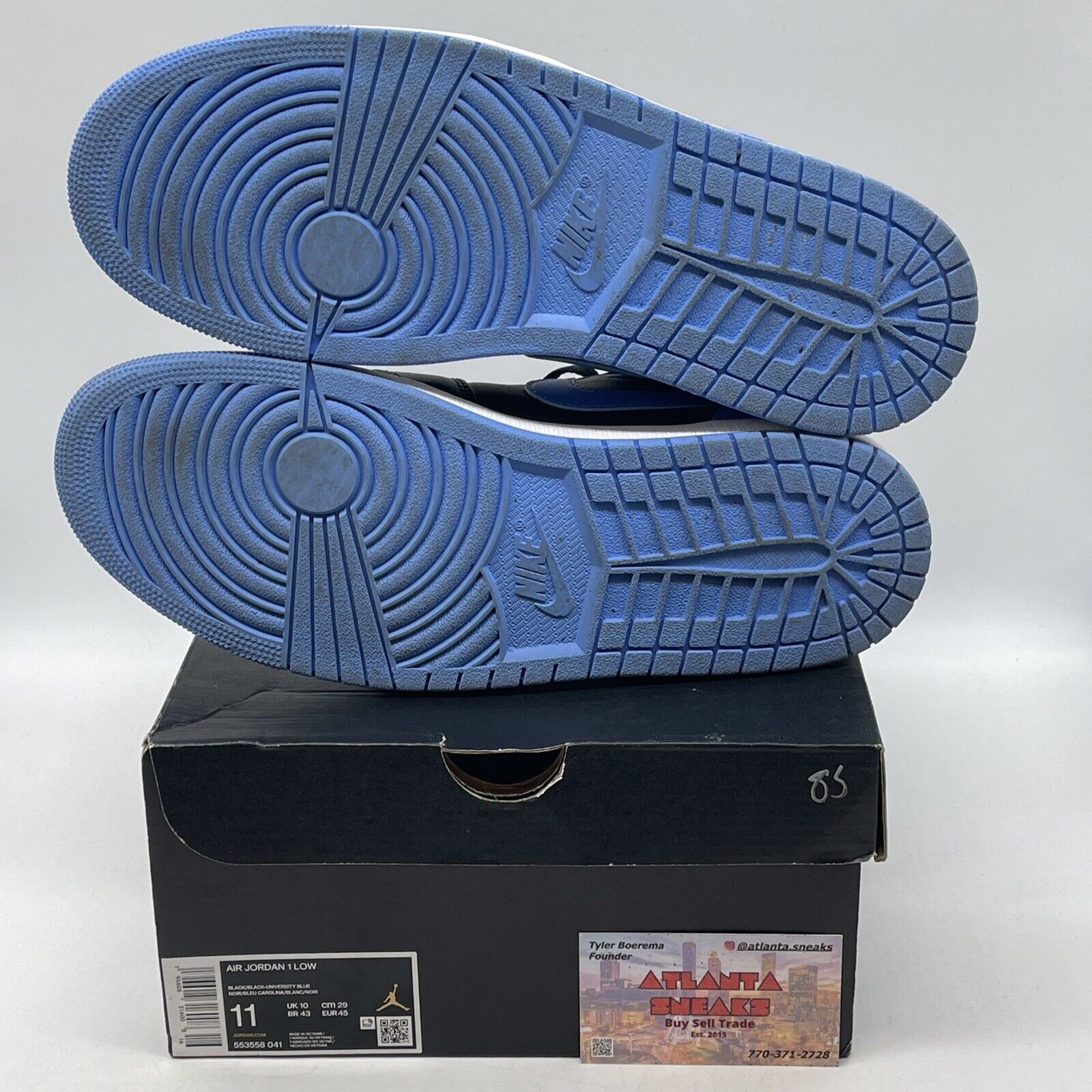 Size 11 - Air Jordan 1 Low University Blue White black Leather (553558-041)