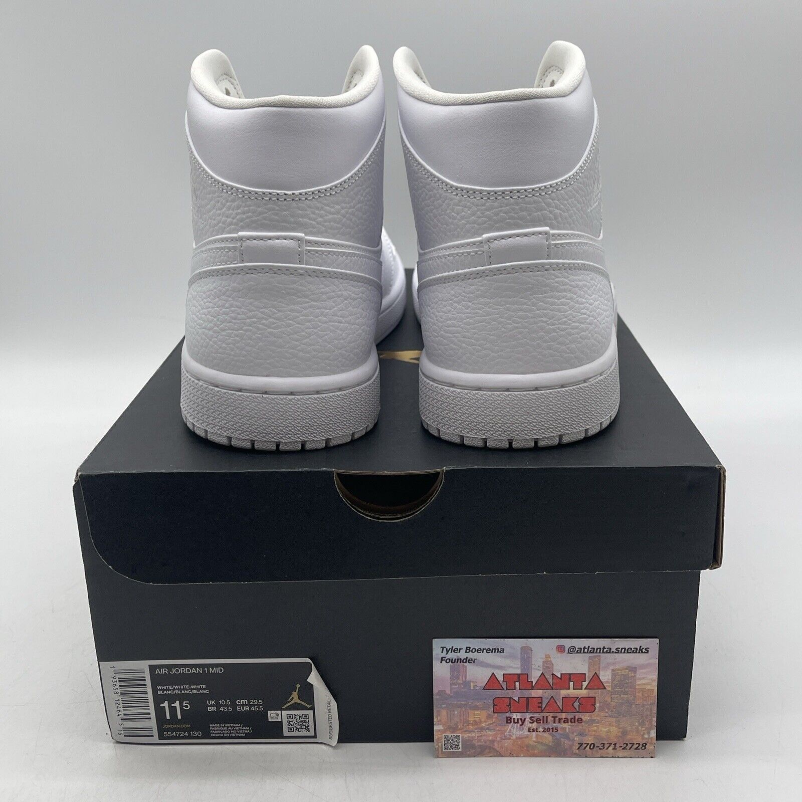 Size 11.5 - Jordan 1 Mid Triple White Leather (554724-130)