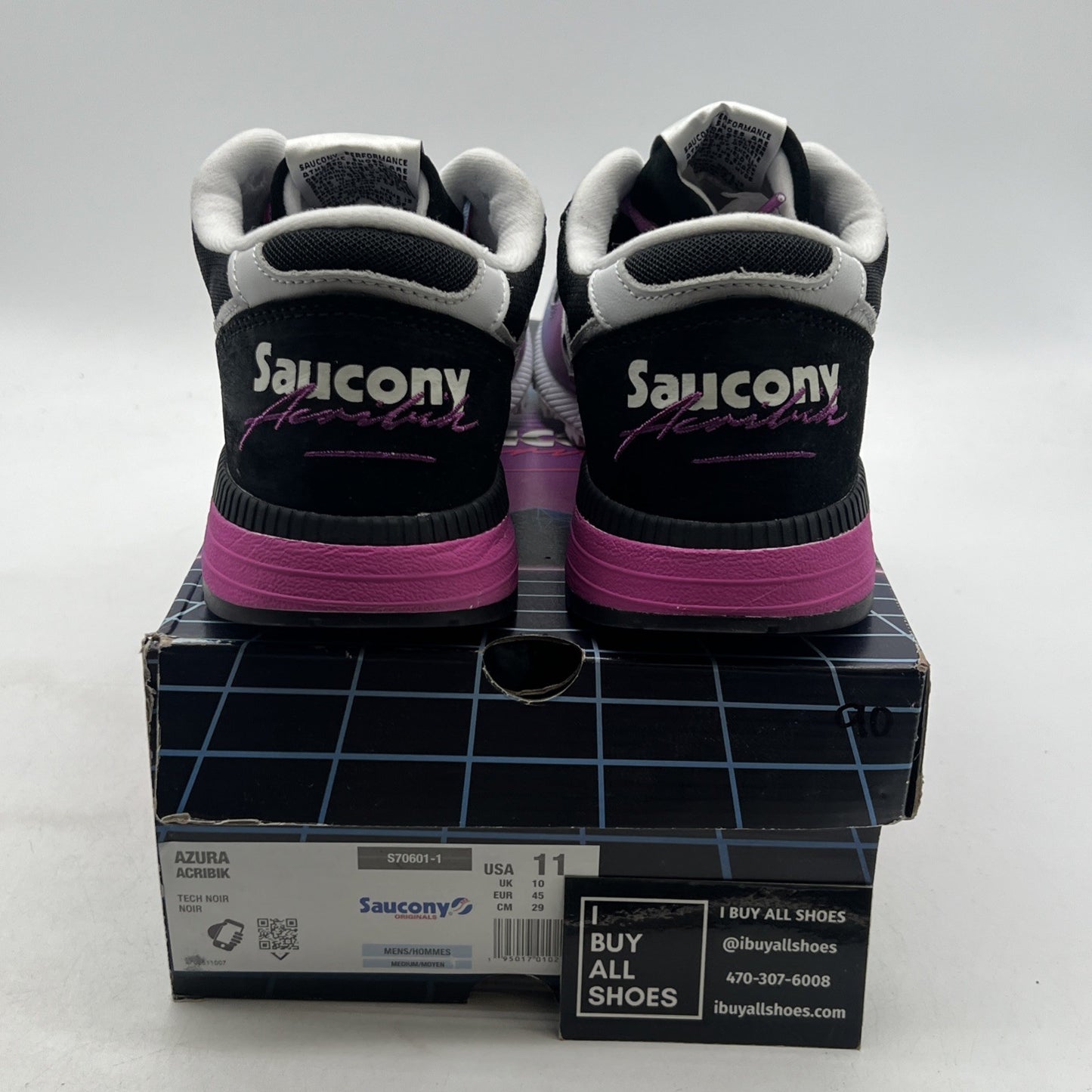 Size 11 - Acribik X Saucony Azura Tech Noir Black White (S70601-1)