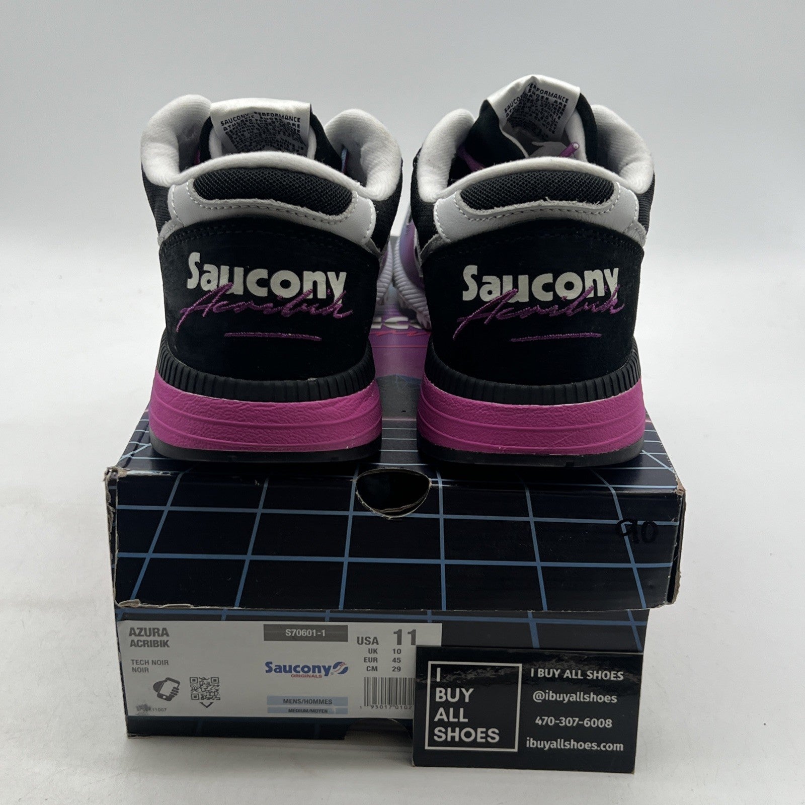 Size 11 - Acribik X Saucony Azura Tech Noir Black White (S70601-1)