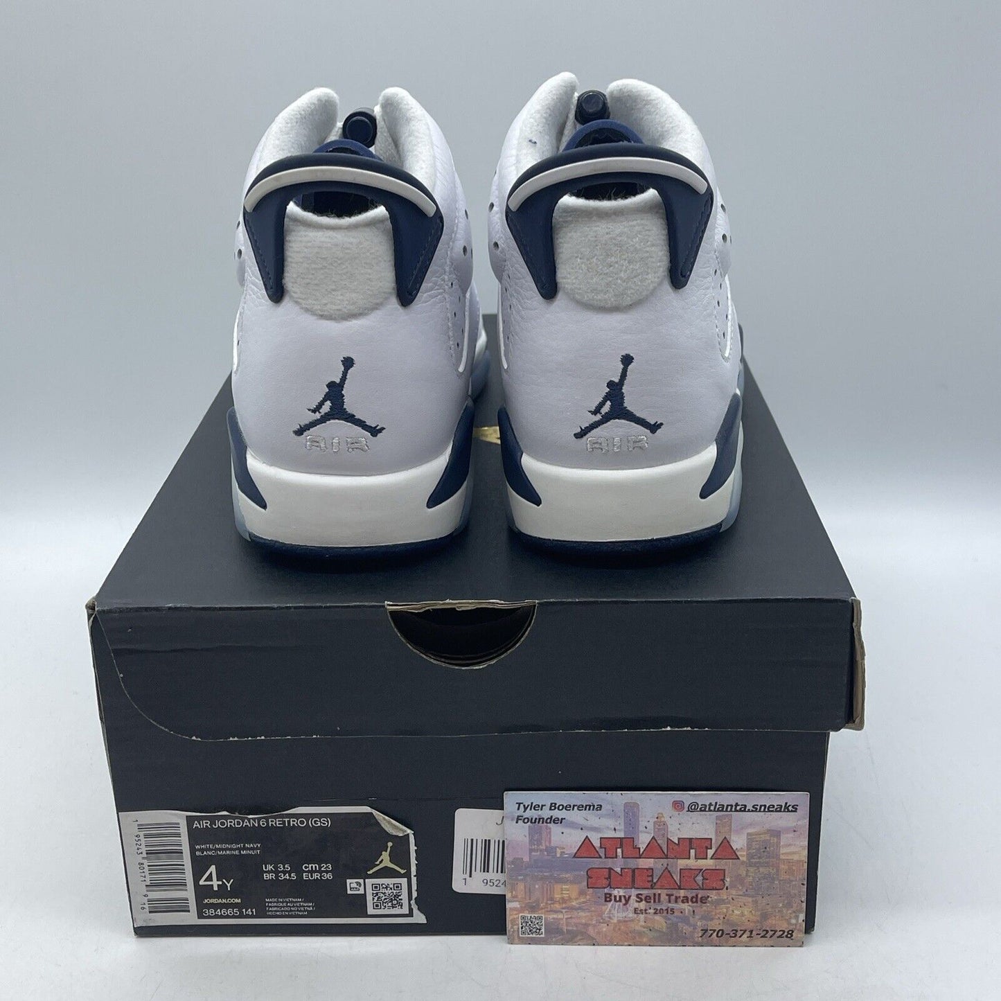 Size 4Y - Jordan 6 Retro Midnight Navy White Leather (384665-141)