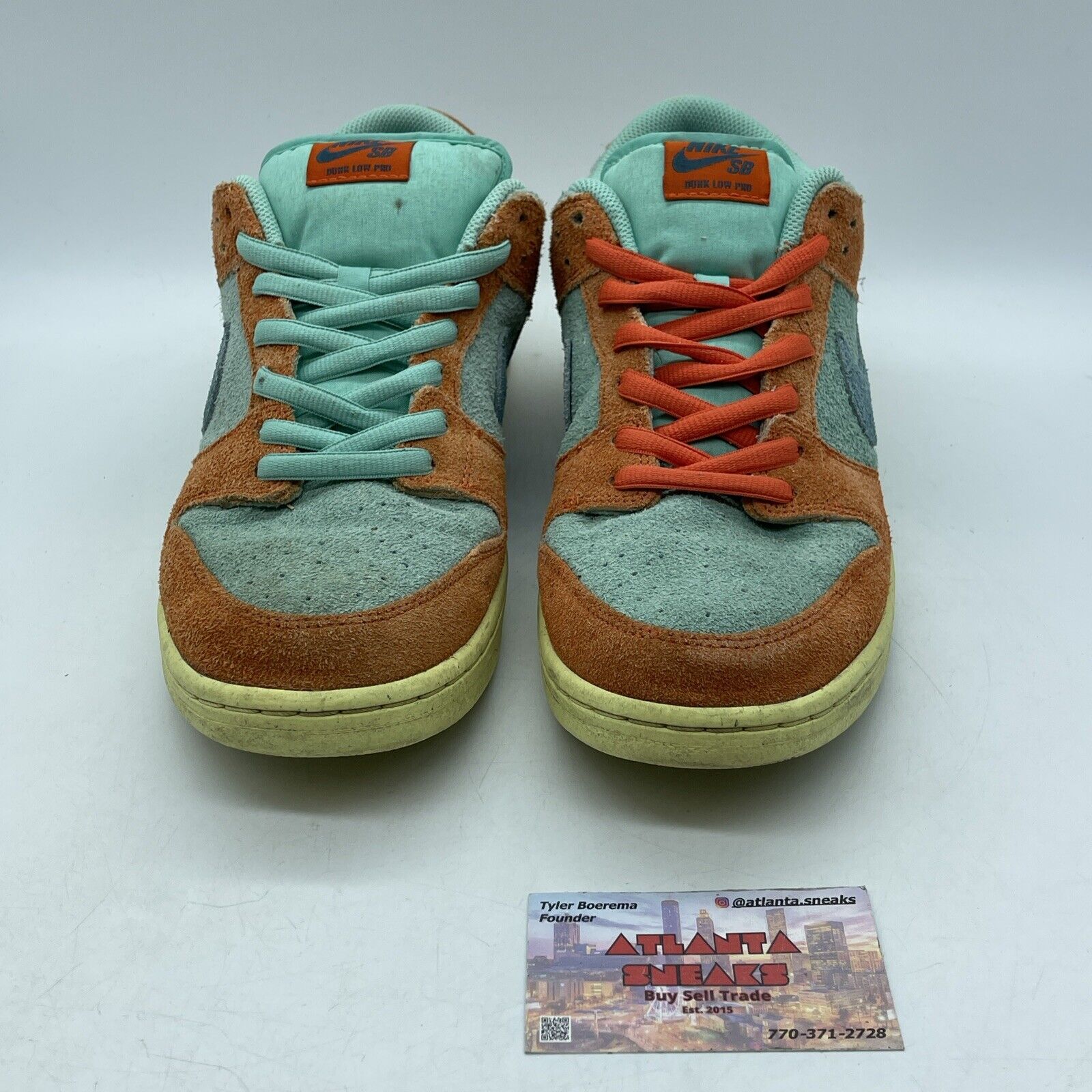 Size 12 - Nike Dunk SB Low Orange Emerald Rise Blue Suede (DV5429-800)