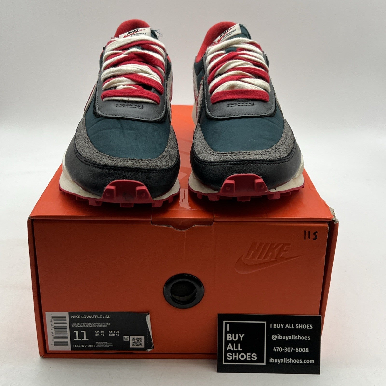 Size 11 - Nike sacai x Undercover x LDWaffle Midnight Spruce University Red