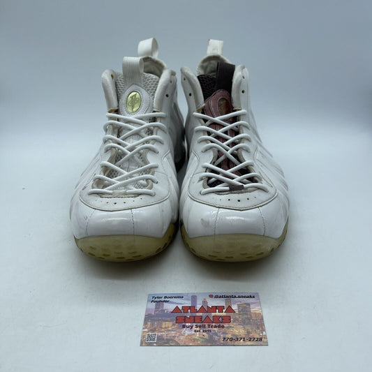 Size 9.5 - Nike Air Foamposite One White Out Silver Suede Leather (314996-100)