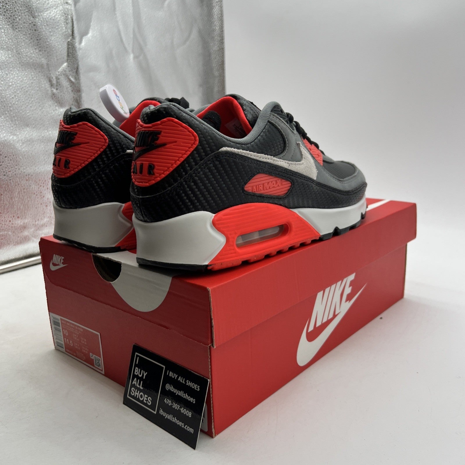 Size 10 - Nike Air Max 90 Premium Carbon Fiber Infrared (HM9432-001)