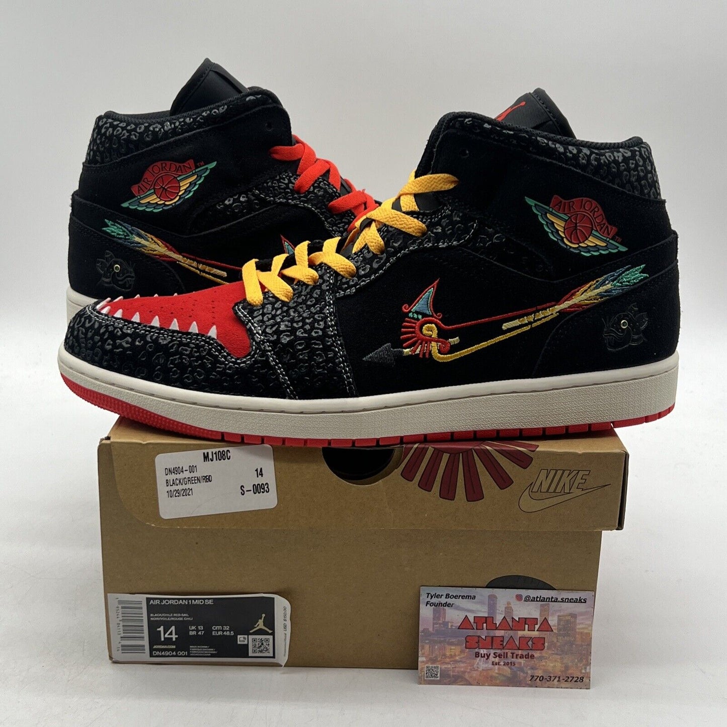 Size 14 - Air Jordan 1 SE Mid SiEMPRE Familia Red Yellow (DN4904-001)