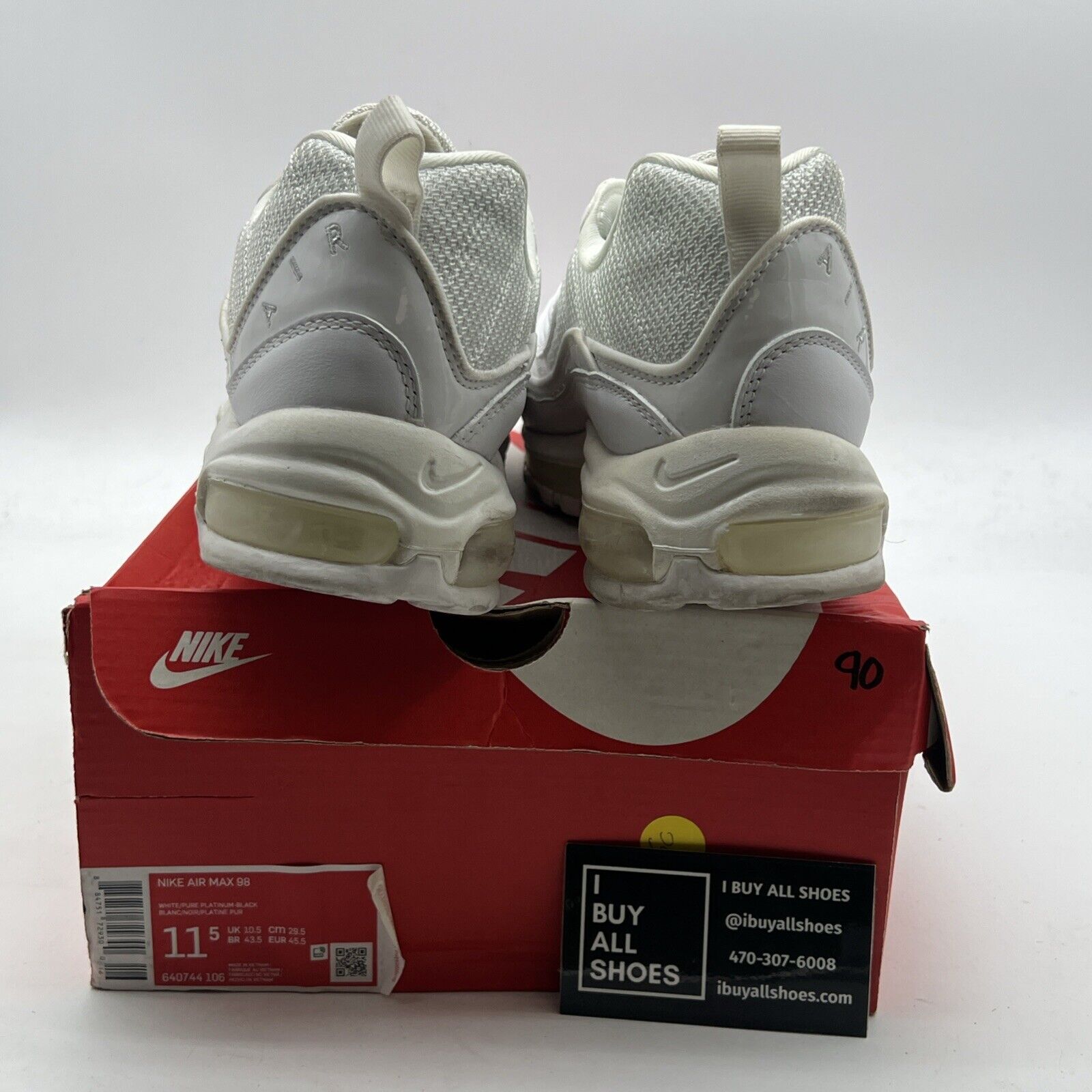 Size 11.5 - Nike Air Max 98 White Platinum (640744-106)