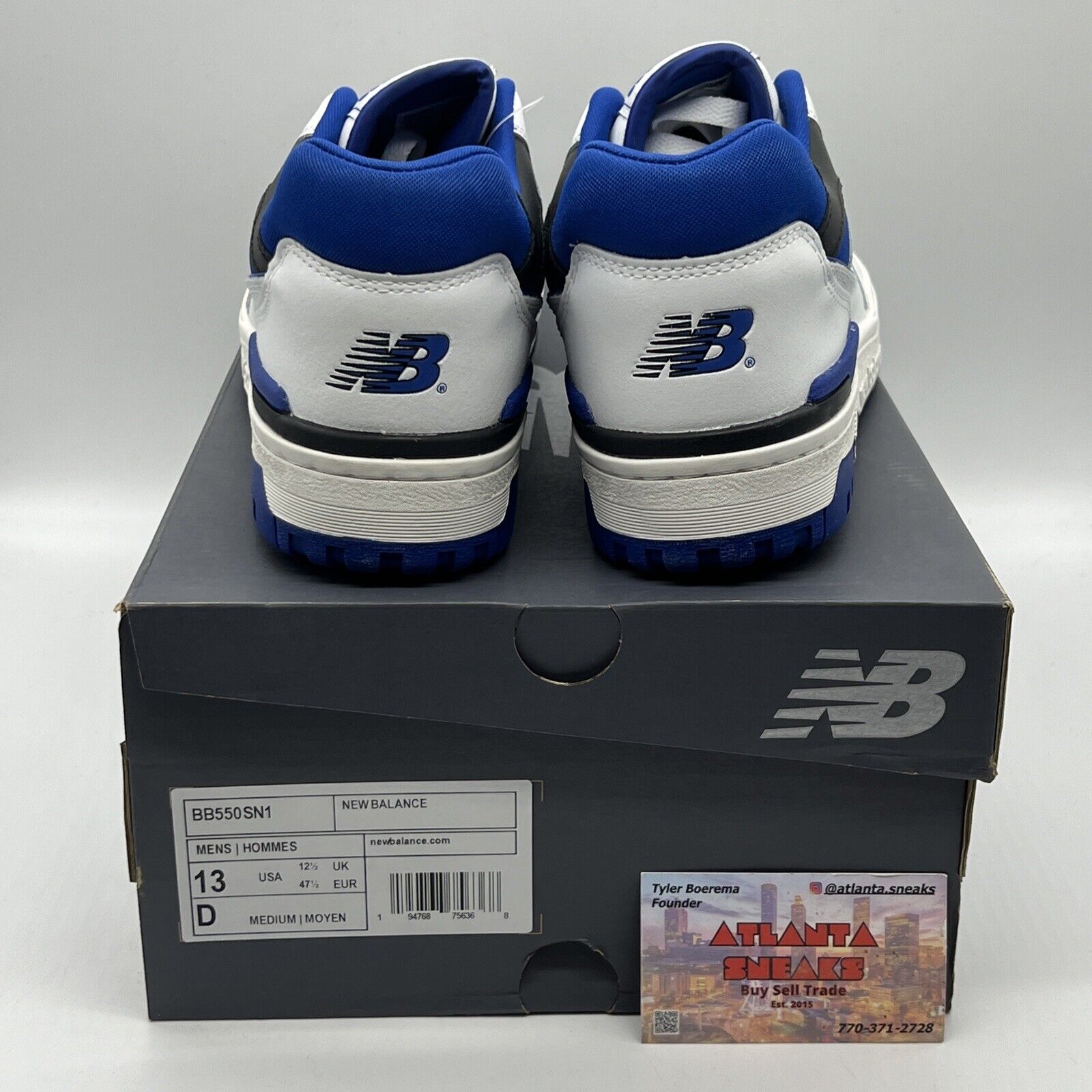 Size 13 - New Balance 550 White Team Royal Brand New Og All Black White DS