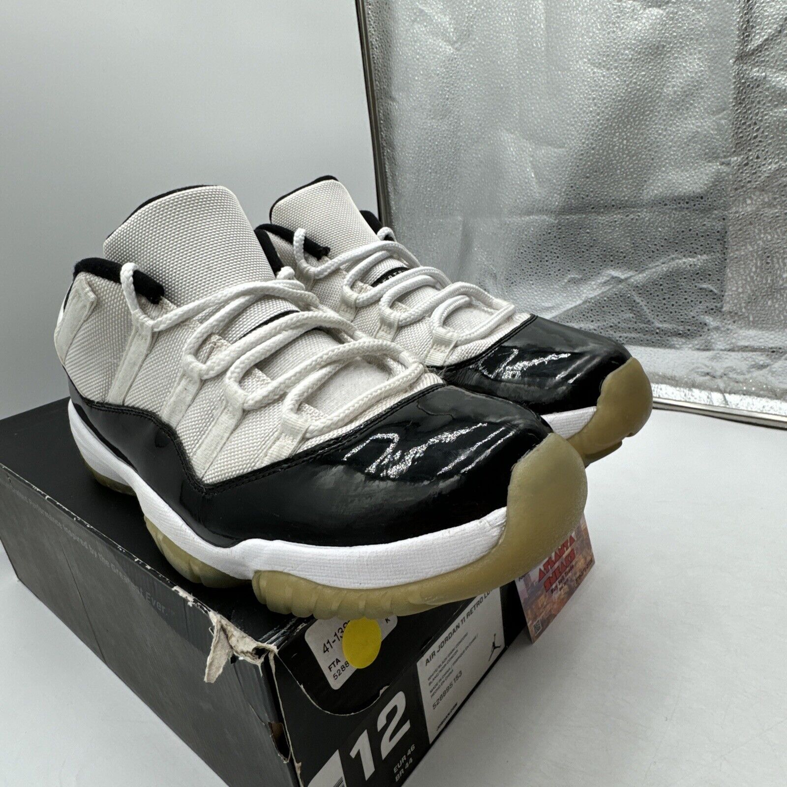 Size 11.5 - Air Jordan 11 Retro Low Concord White Black Nylon Mesh Leather Shiny