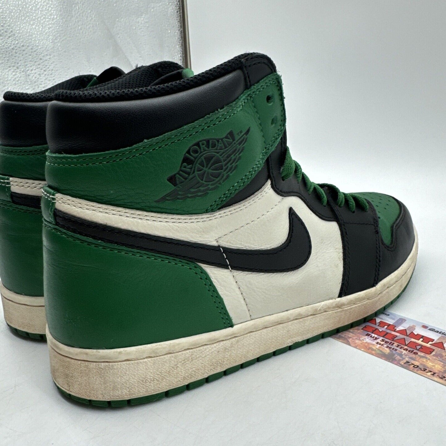 Size 10.5 - Jordan 1 Retro High OG Pine Green 2018 Cream White Leather Tumbled