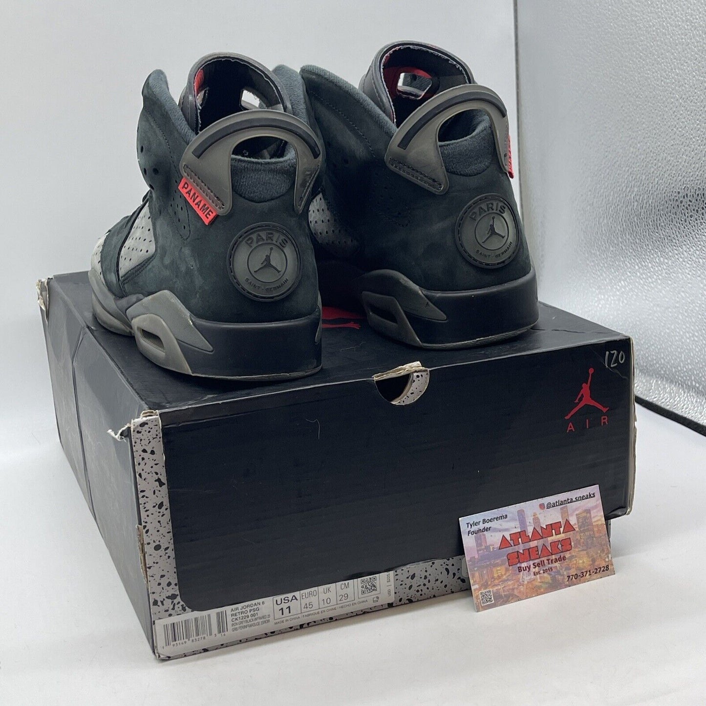 Size 11 - Paris Saint-Germain x Air Jordan 6 Retro Iron Grey Black  (CK1229-001)