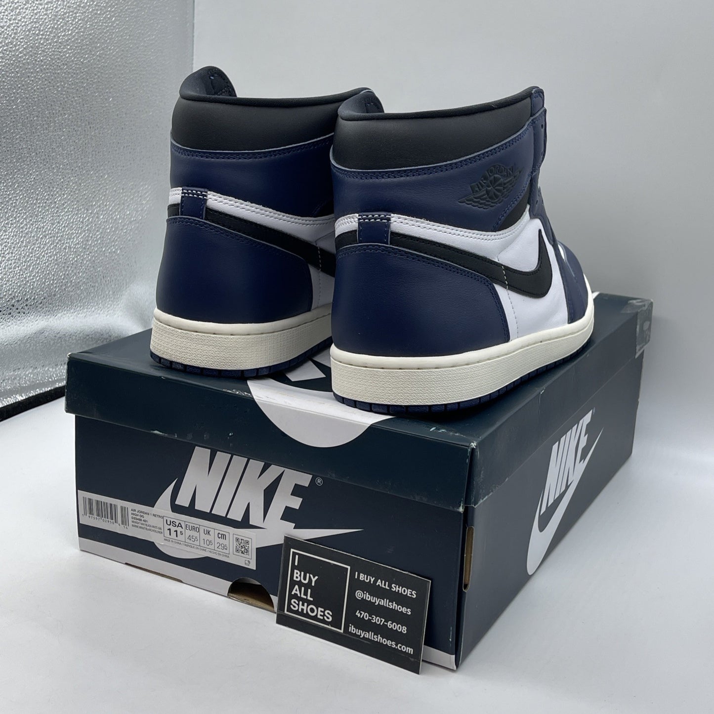 Size 11.5 - Air Jordan 1 Retro OG High Midnight Navy White Leather (DZ5485-401)
