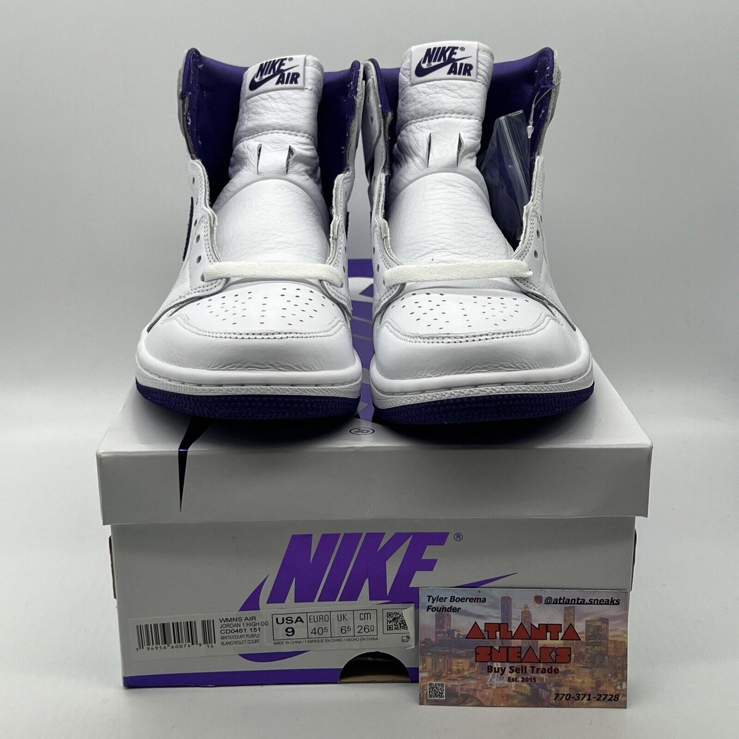 Size 9 - Air Jordan 1 OG Court Purple W White Leather (CD0461-151)