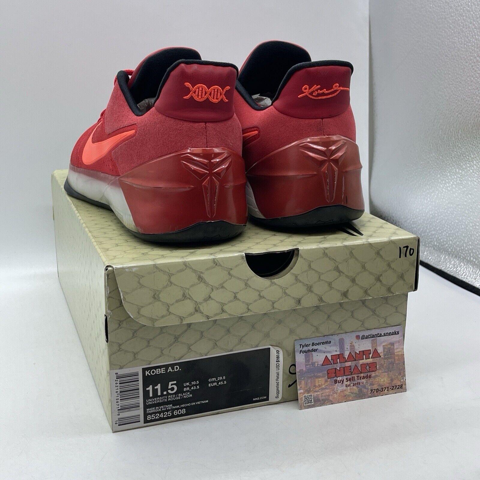 Size 11.5 - Nike Kobe A.D. University Red Suede Leather White (852425-608)