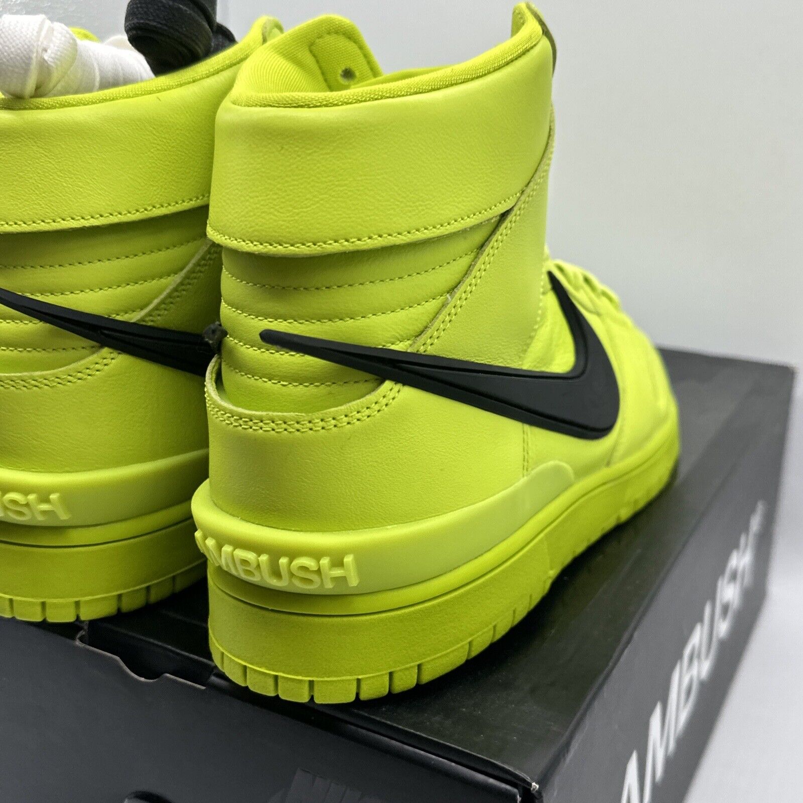 Size 13 -  Nike Dunk High AMBUSH Flash Lime Green Black Premium Leather OG All N