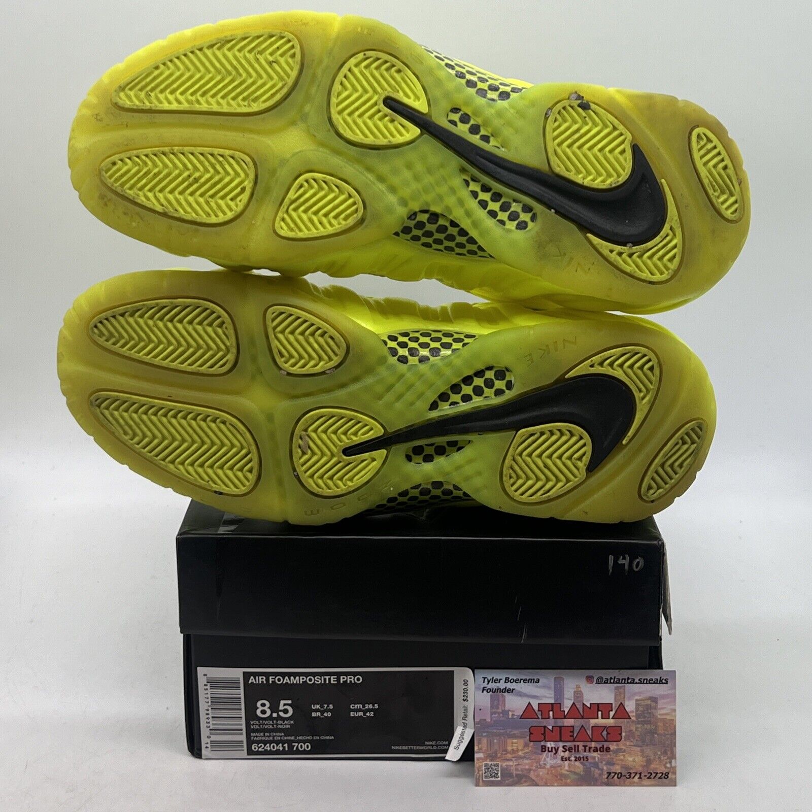 Size 8.5 - Nike Air Foamposite Pro Volt 2014 Black (624041-700)