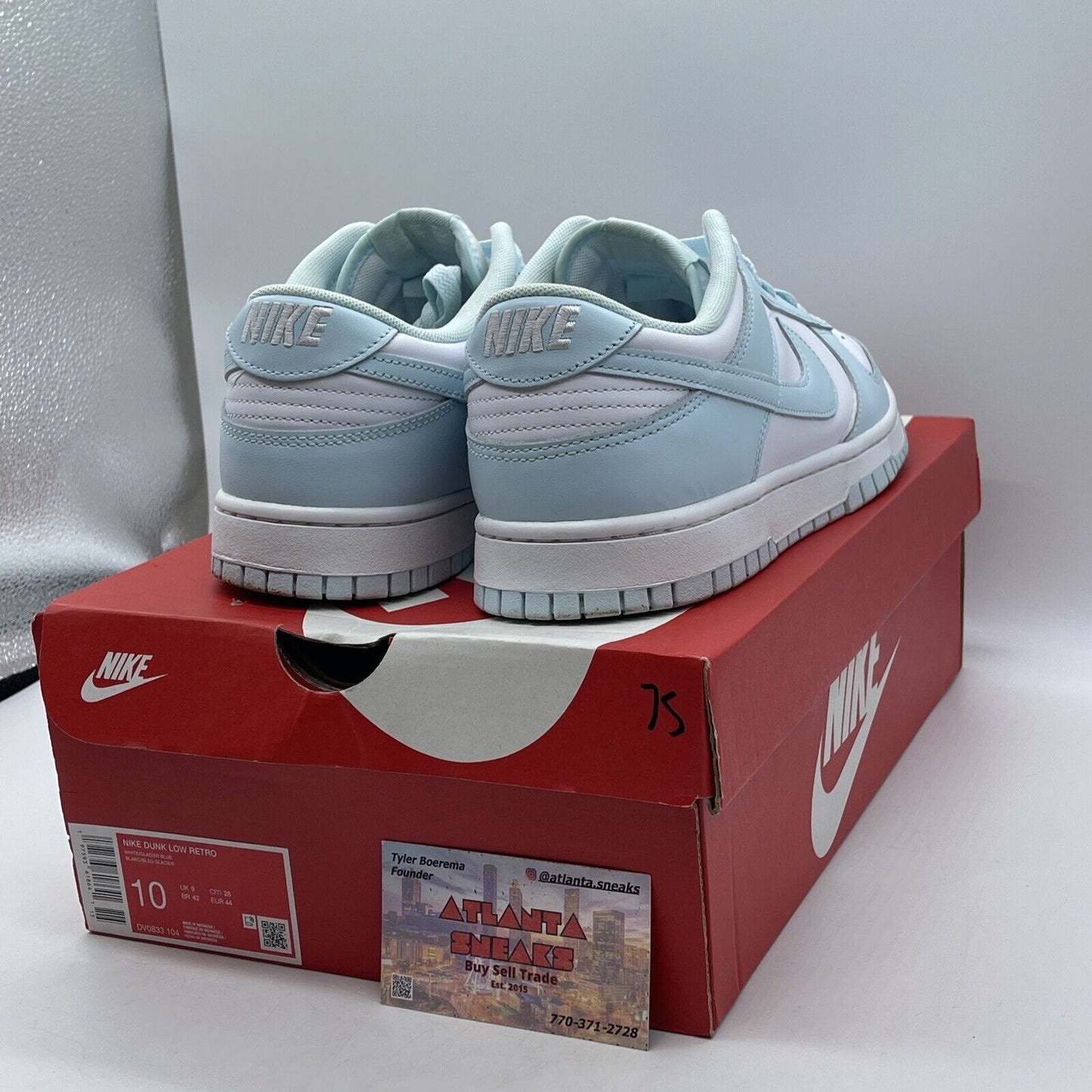 Size 10 - Nike Dunk Low Glacier Blue White Leather (DV0833-104)