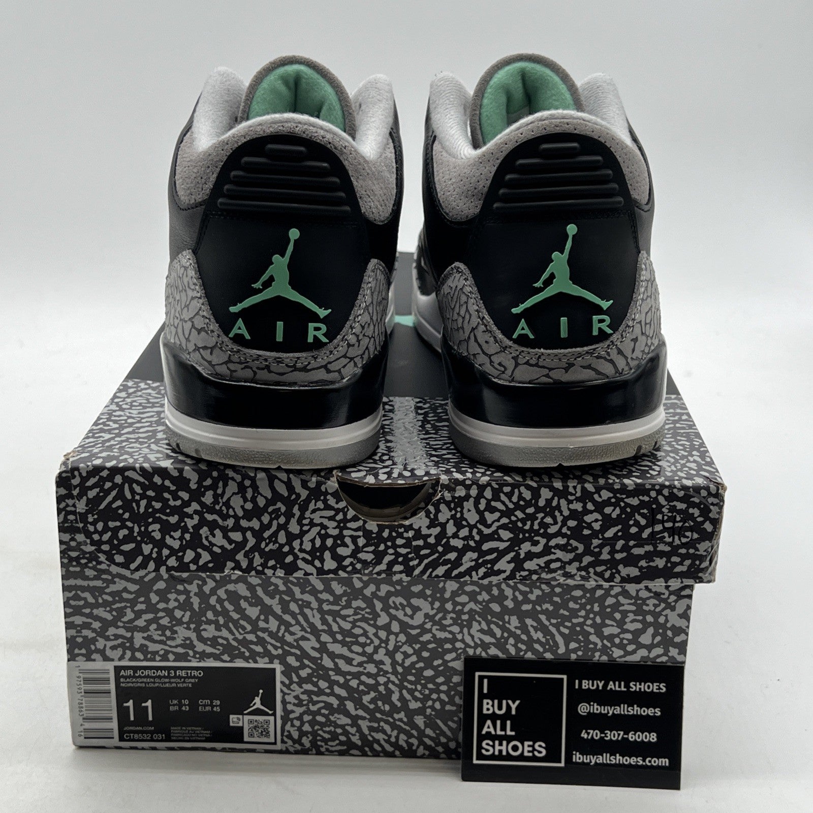 Size 11 - Air Jordan 3 Retro Green Glow (CT8532-031)