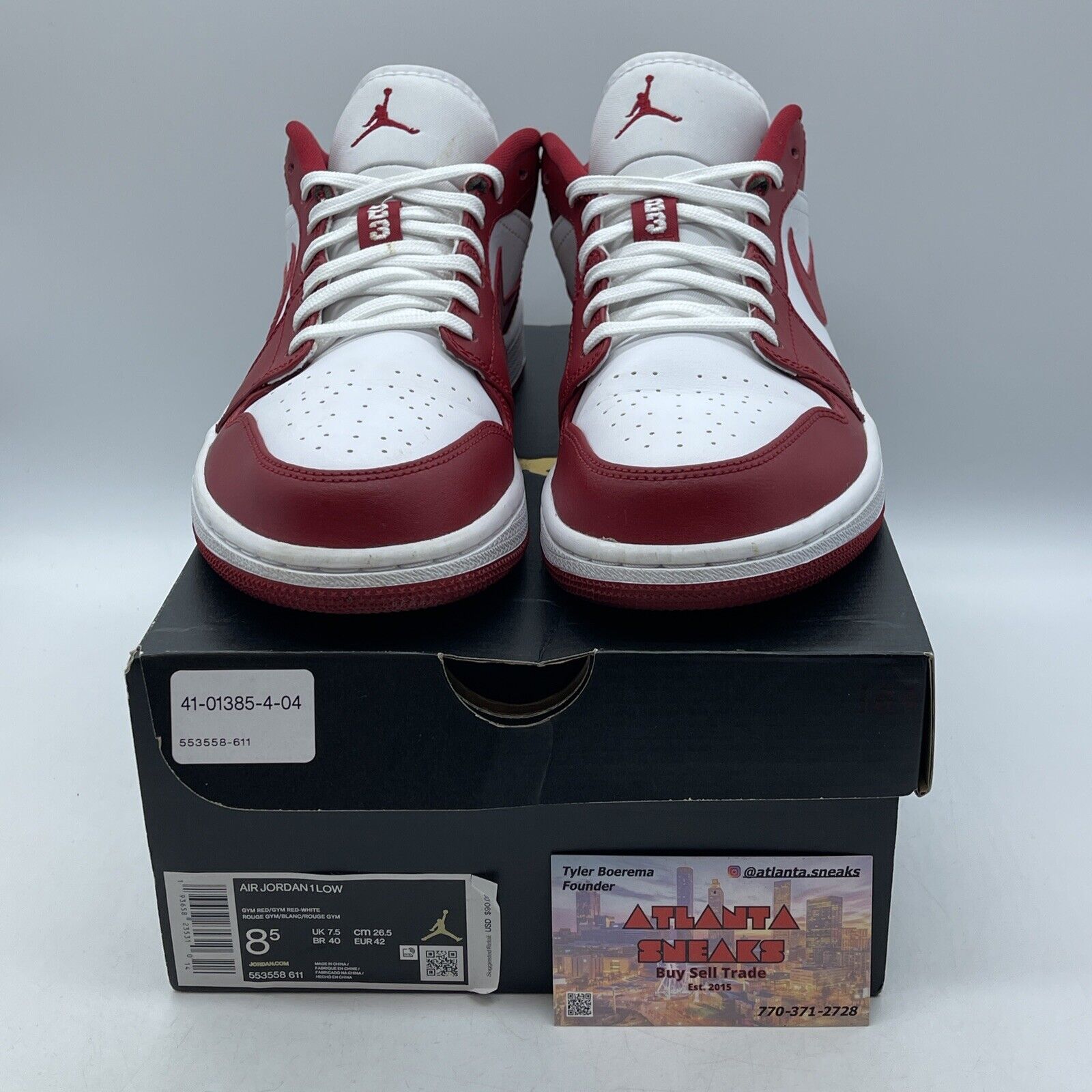 Size 8.5 - Air Jordan 1 Low Gym Red White Leather (553558-611)