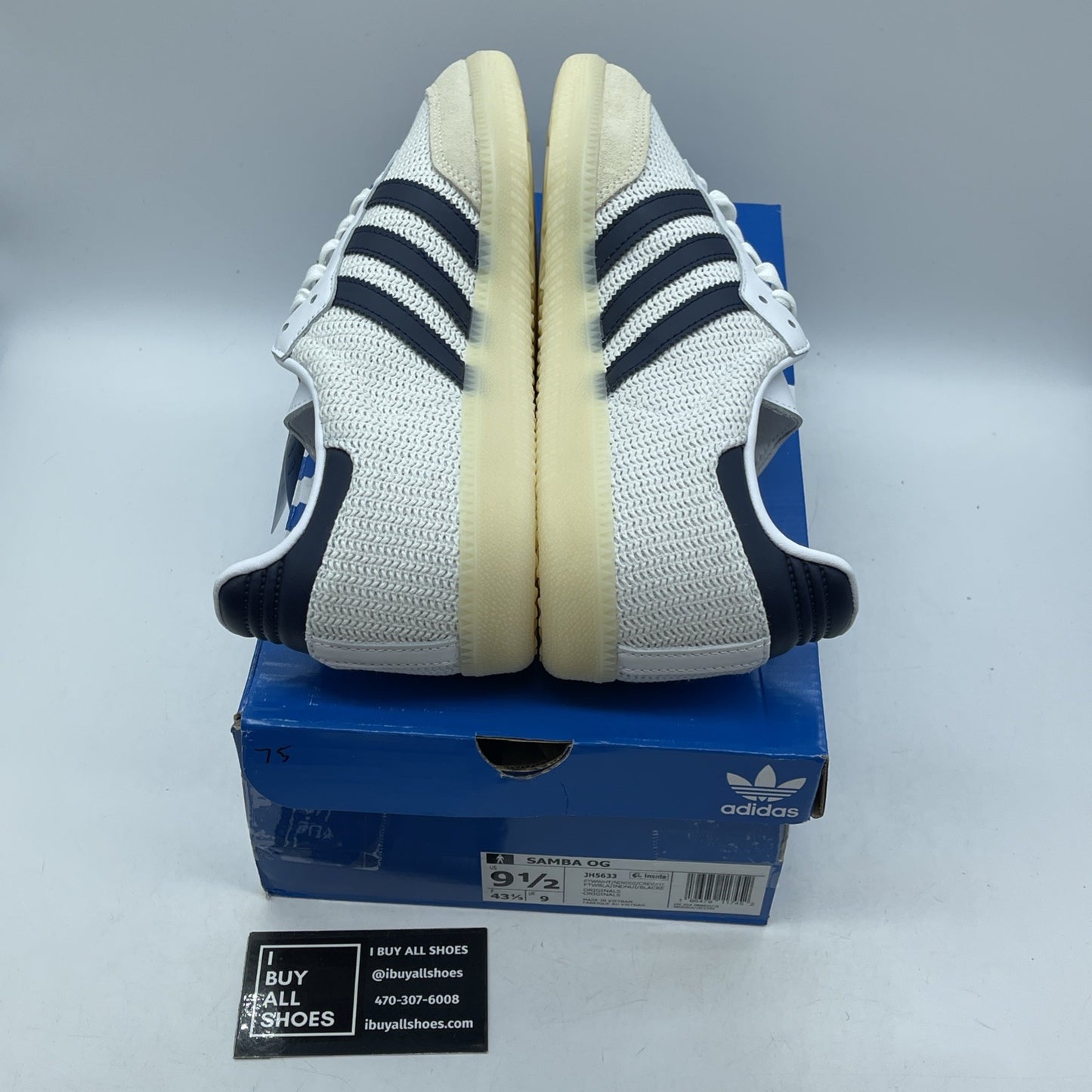 Size 9.5 - adidas Samba OG White Night Indigo Cream Blue White (JH5633)