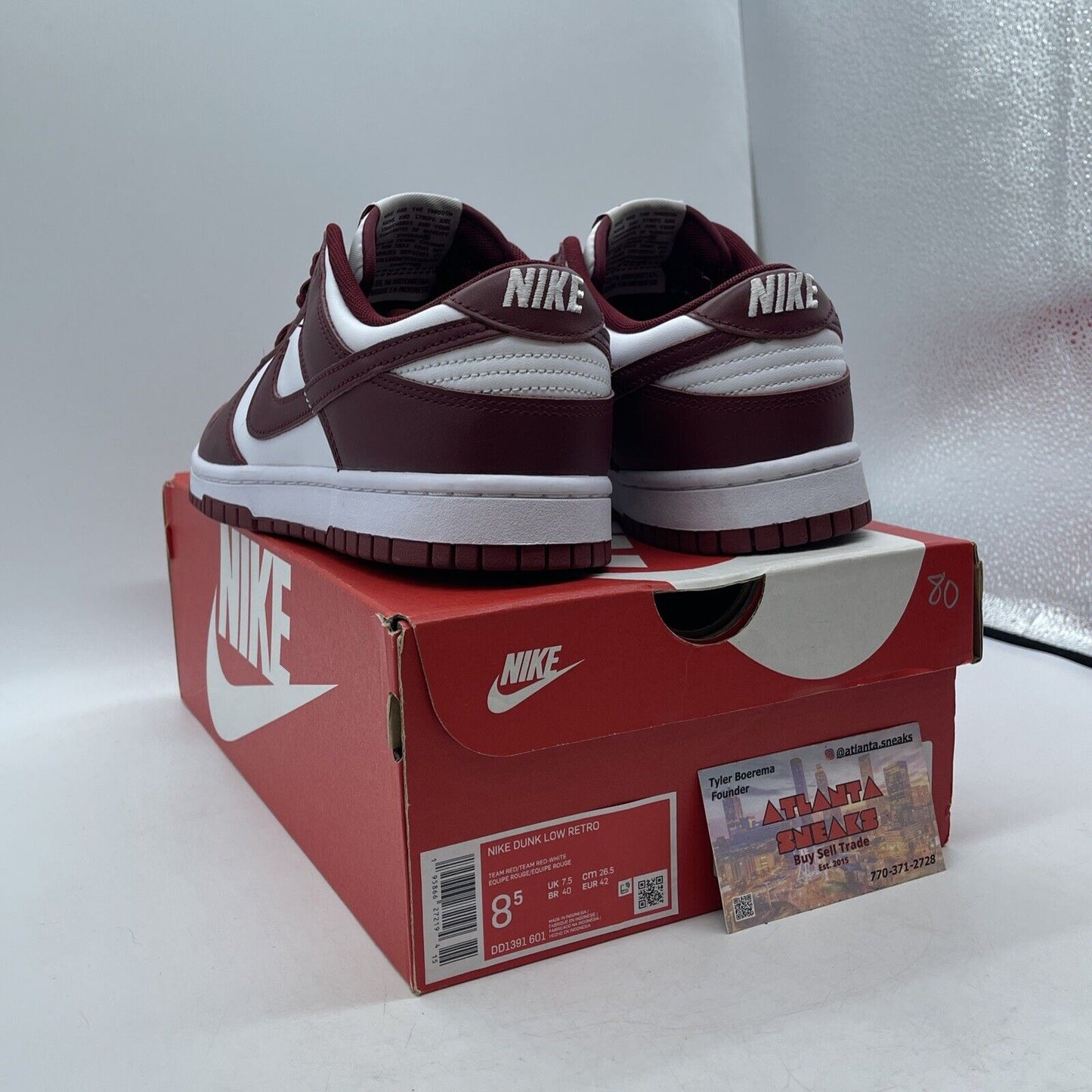 Size 8.5 - Nike Dunk Low Team Red White Leather (DD1391-601)