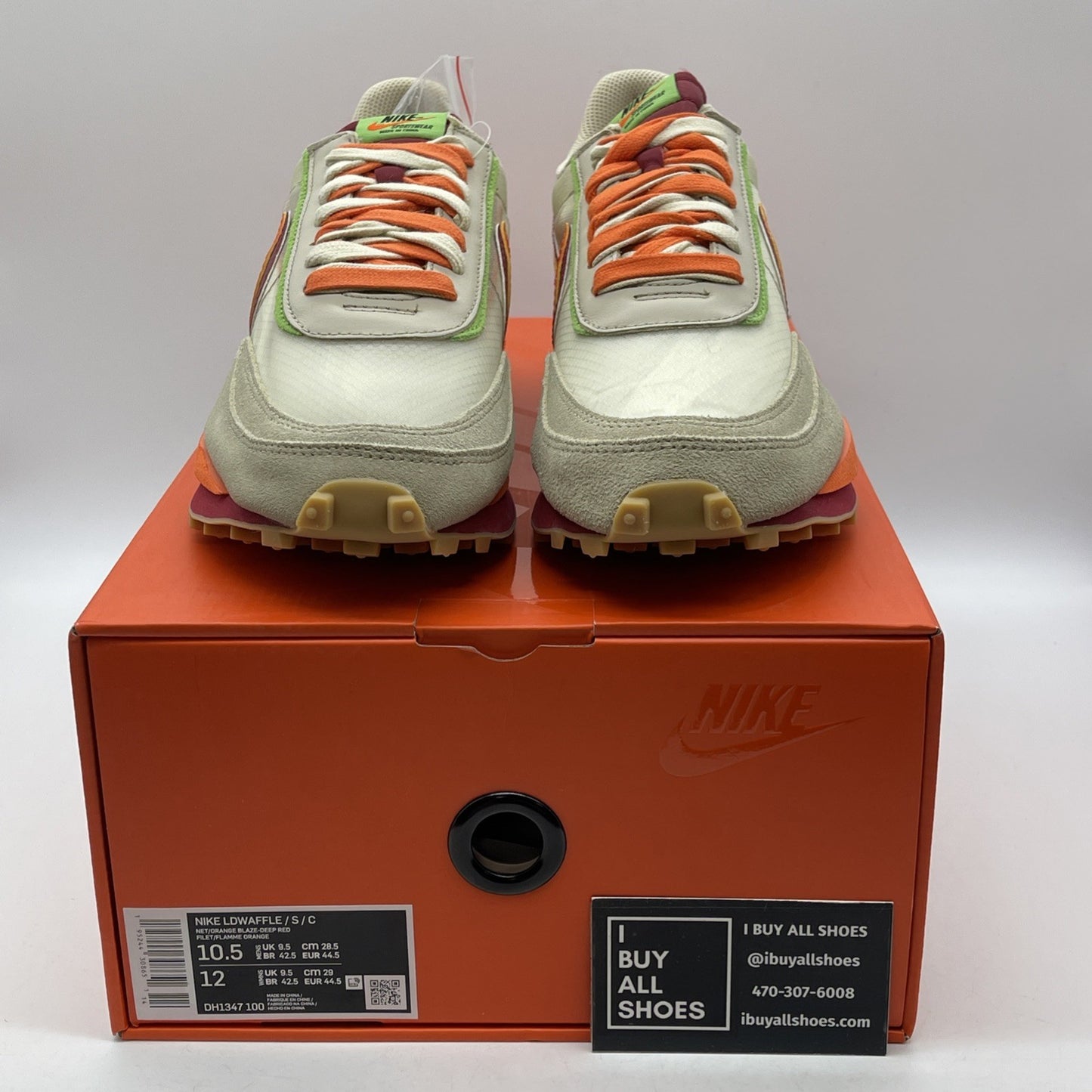 Size 10.5 - Nike sacai x Clot x LDWaffle Net Orange Blaze Suede (DH1347-100)