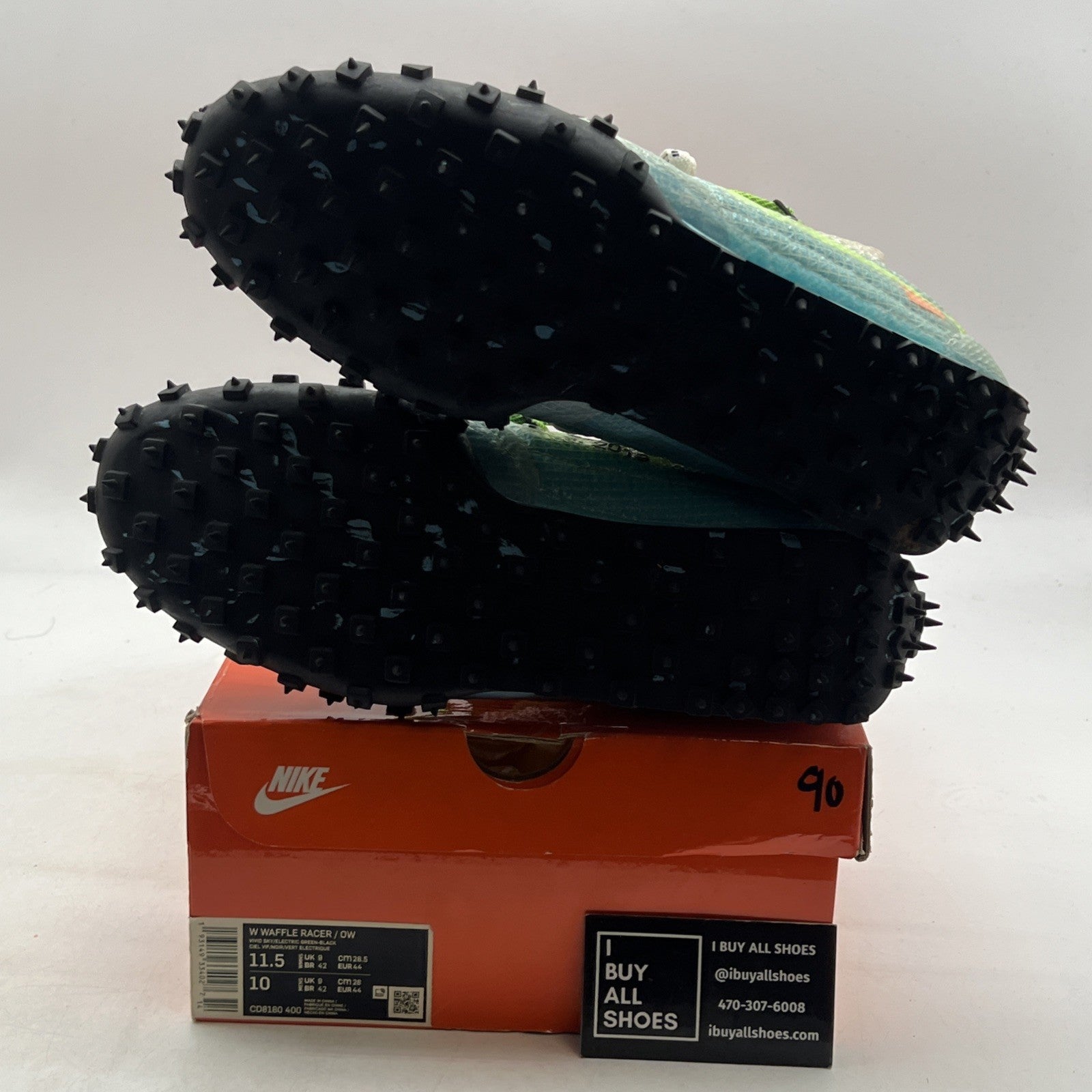 Size 11.5 - Nike Off-White x Waffle Racer Vivid Sky W (CD8180-400)