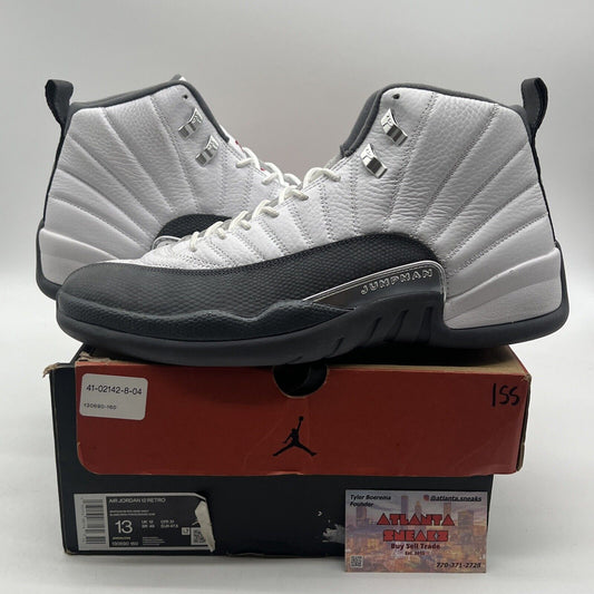 Size 13 - Air Jordan 12 Retro Dark Grey White Leather (130690-160)