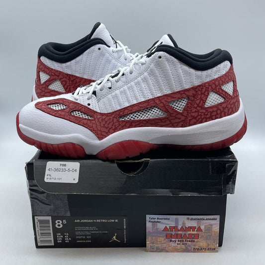Size 8.5 - Air Jordan 11 Retro IE Low Gym Red Suede White Leather (919712-101)