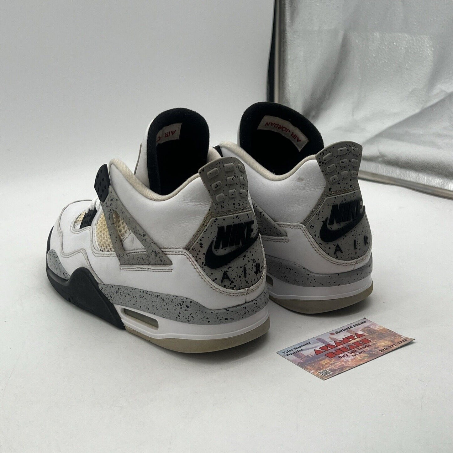 Size 10 - Jordan 4 Retro OG Mid White Cement Black Grey Leather (840606-192)