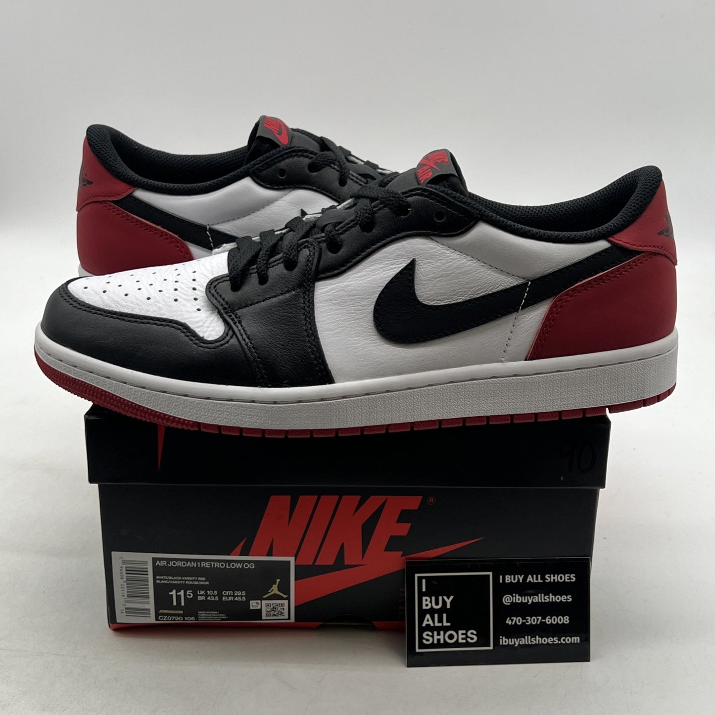 Size 11.5 - Air Jordan 1 Retro OG Low Black Toe (CZ0790-106)
