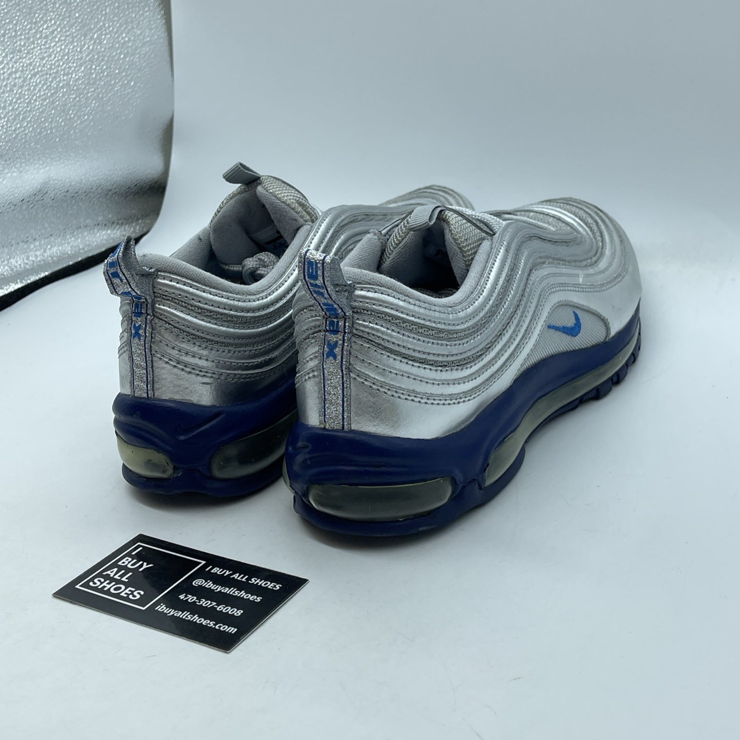Size 9.5 - Nike Air Max 97 Silver Blue Suede Leather (312641-016)
