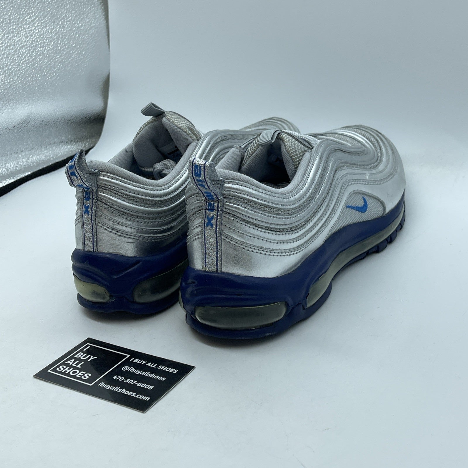 Size 9.5 - Nike Air Max 97 Silver Blue Suede Leather (312641-016)