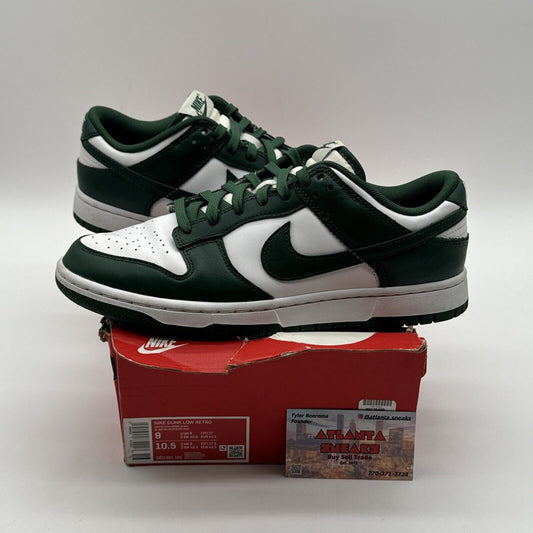 Size 9 - Nike Dunk Low Michigan State Green White Leather Forest Dark Green Og